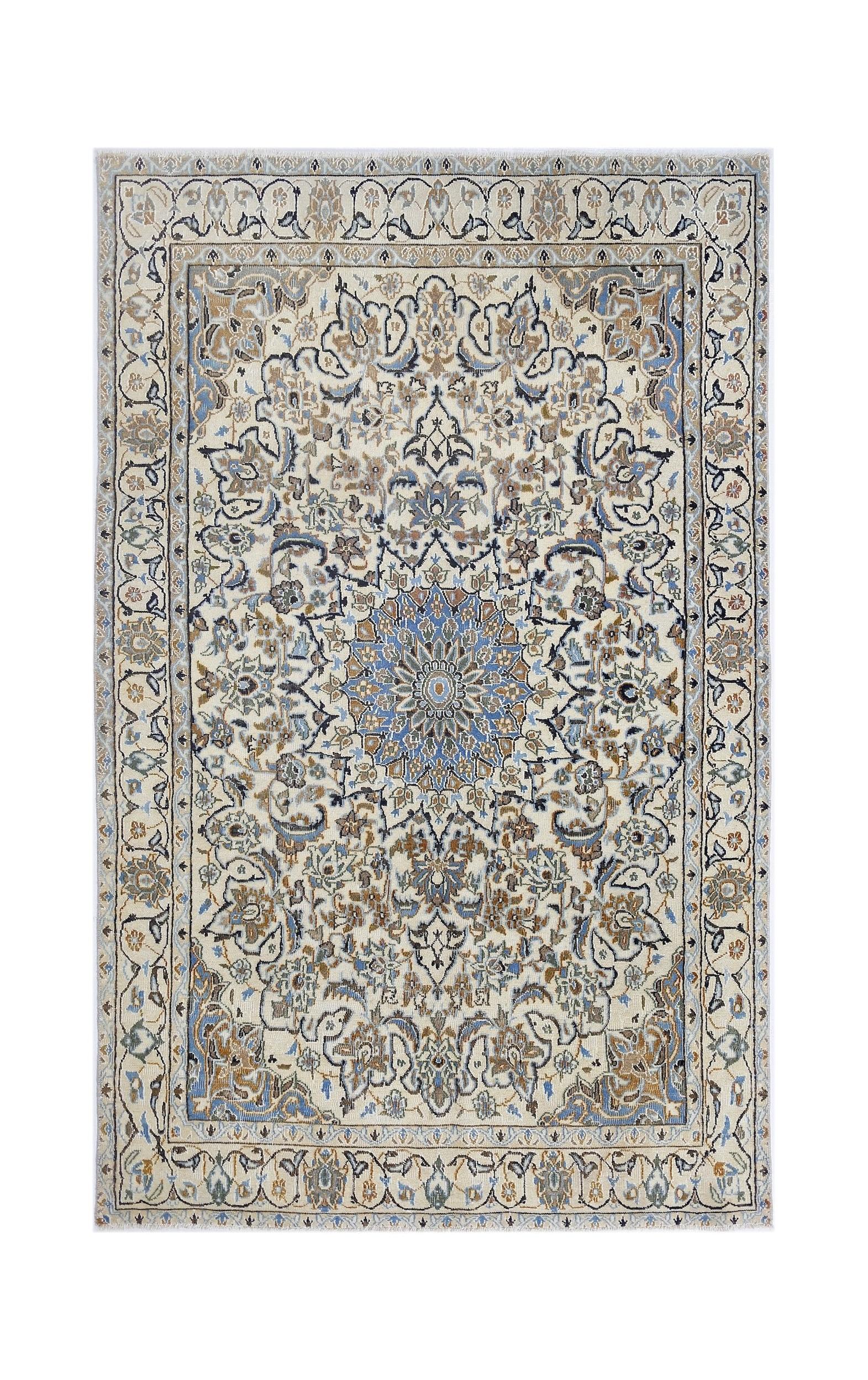 Handmade Vintage Persian Nain Rug | 181 x 115 cm | 5'11" x 3'9" - Najaf Rugs & Textile