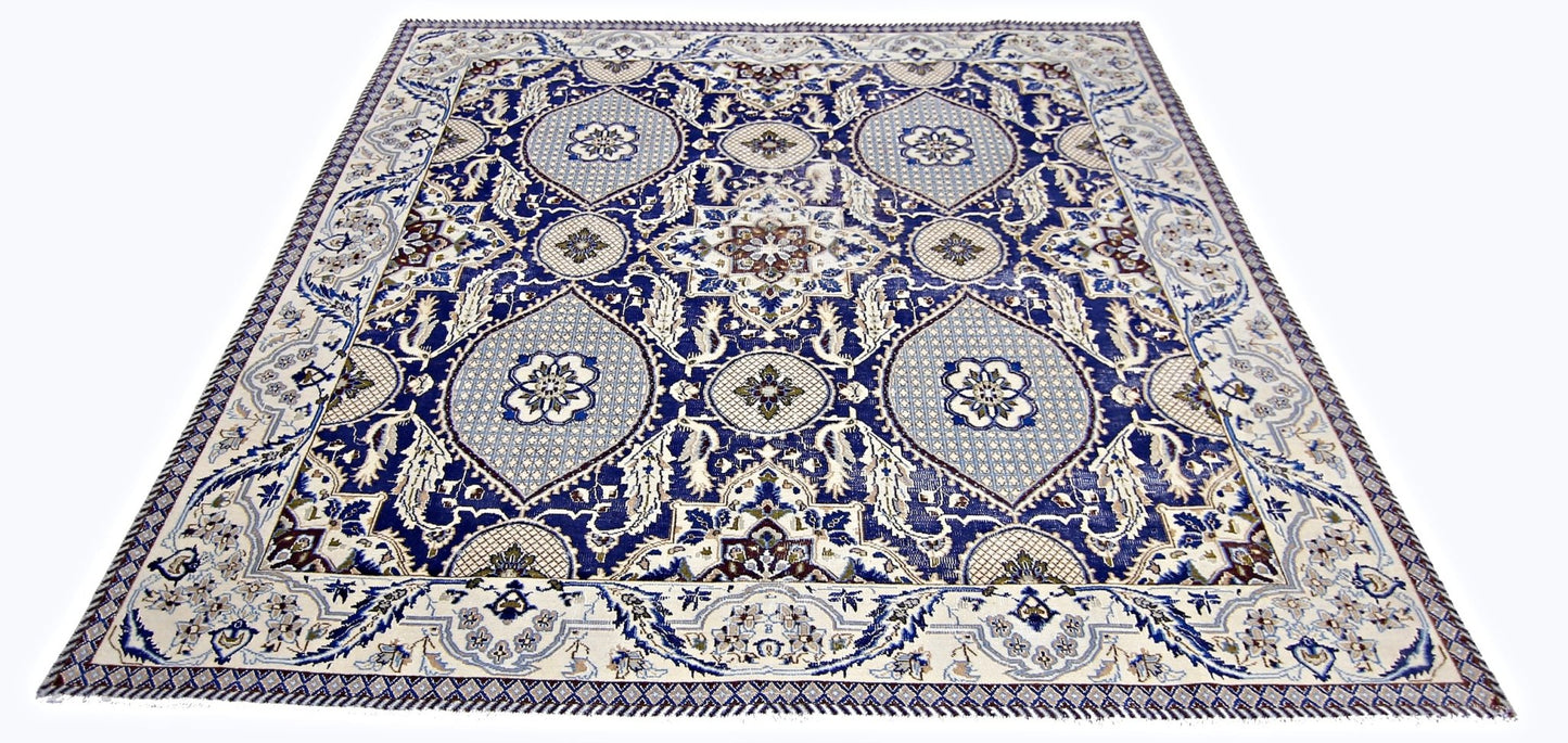Handmade Vintage Persian Nain Rug | 193 x 189 cm | 6'4" x 6'2" - Najaf Rugs & Textile