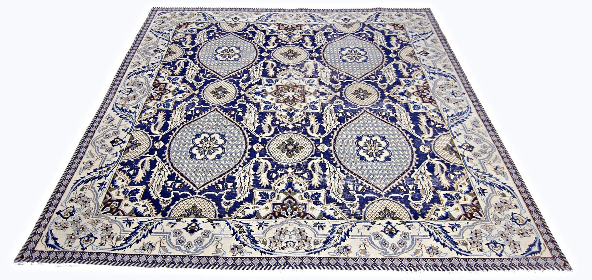 Handmade Vintage Persian Nain Rug | 193 x 189 cm | 6'4" x 6'2" - Najaf Rugs & Textile