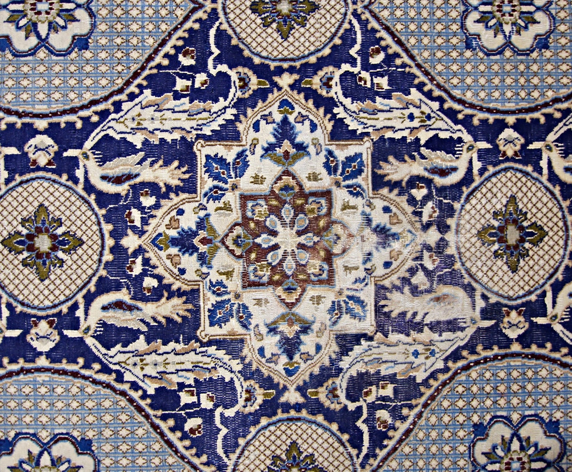 Handmade Vintage Persian Nain Rug | 193 x 189 cm | 6'4" x 6'2" - Najaf Rugs & Textile