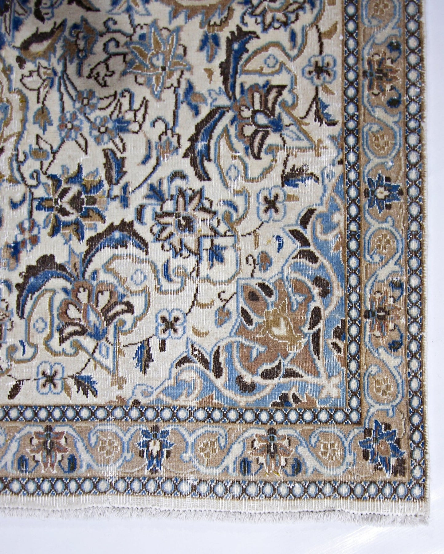 Handmade Vintage Persian Nain Rug | 199 x 111 cm | 6'6" x 3'8" - Najaf Rugs & Textile