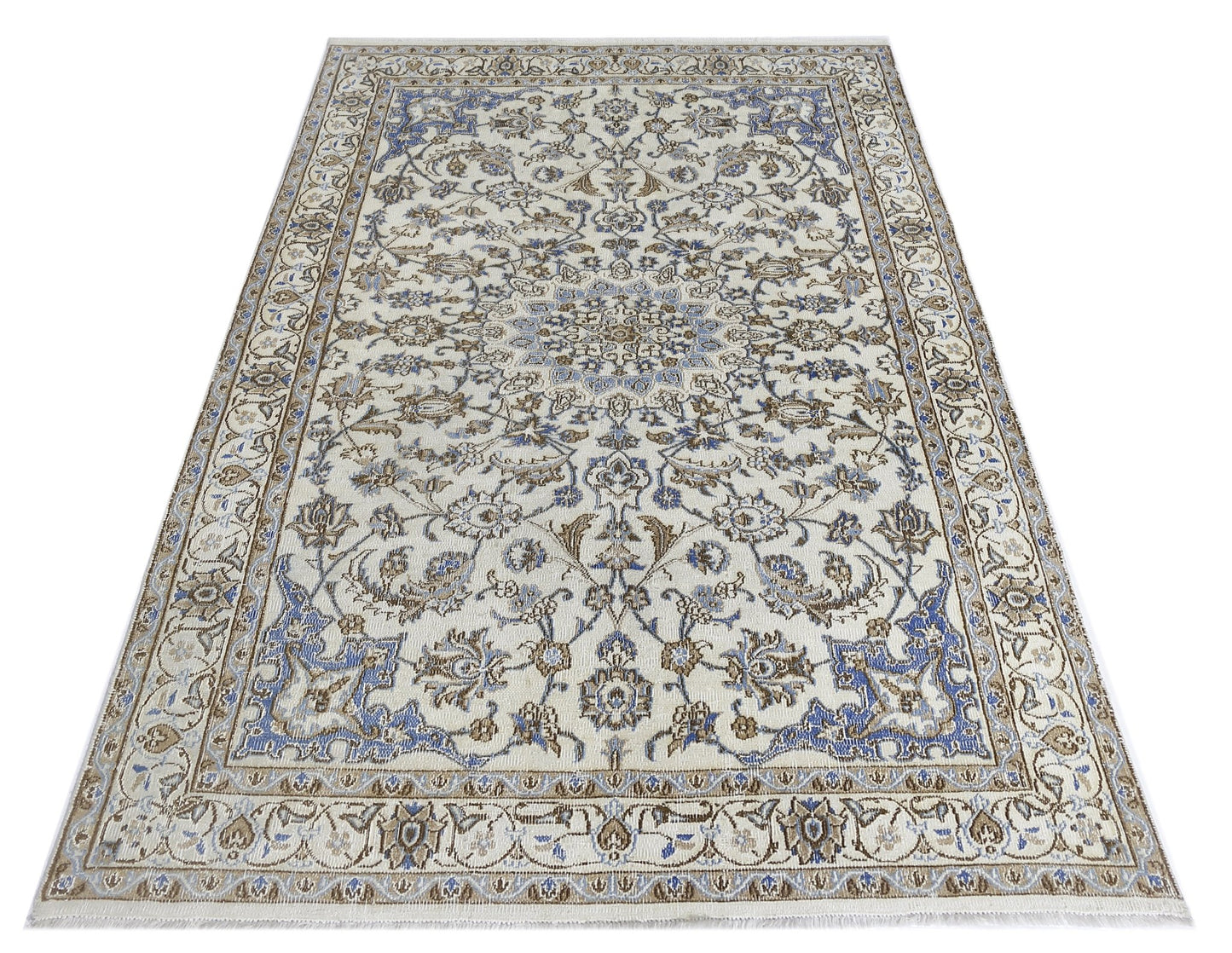 Handmade Vintage Persian Nain Rug | 203 x 120 cm | 6'8" x 3'11" - Najaf Rugs & Textile