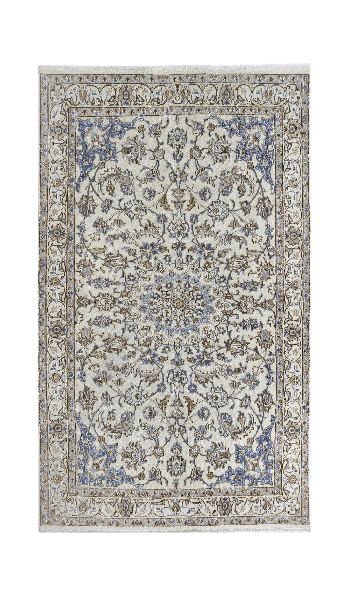 Handmade Vintage Persian Nain Rug | 203 x 120 cm | 6'8" x 3'11" - Najaf Rugs & Textile