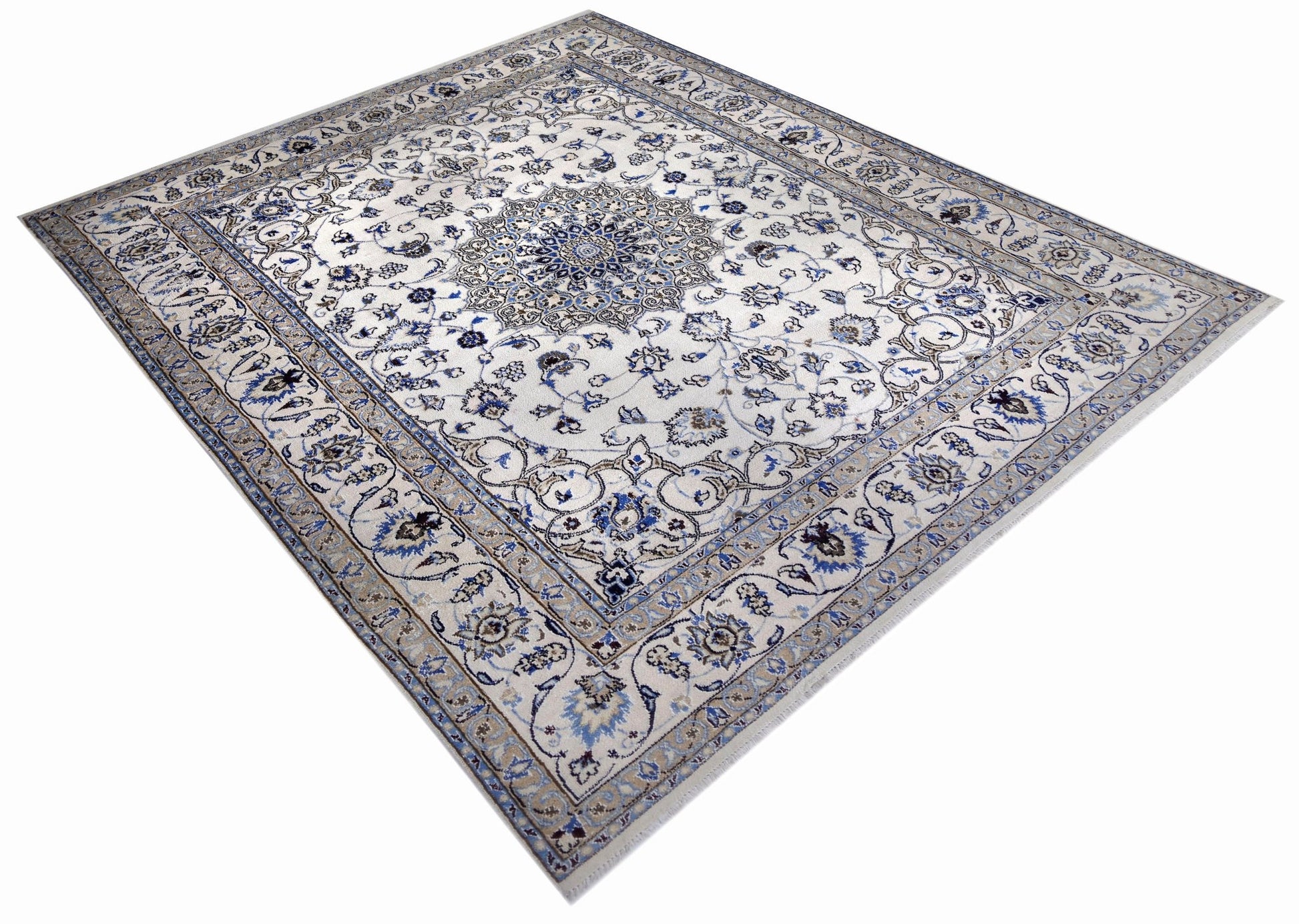 Handmade Vintage Persian Nain Rug | 252 x 191 cm | 8'3" x 6'3" - Najaf Rugs & Textile