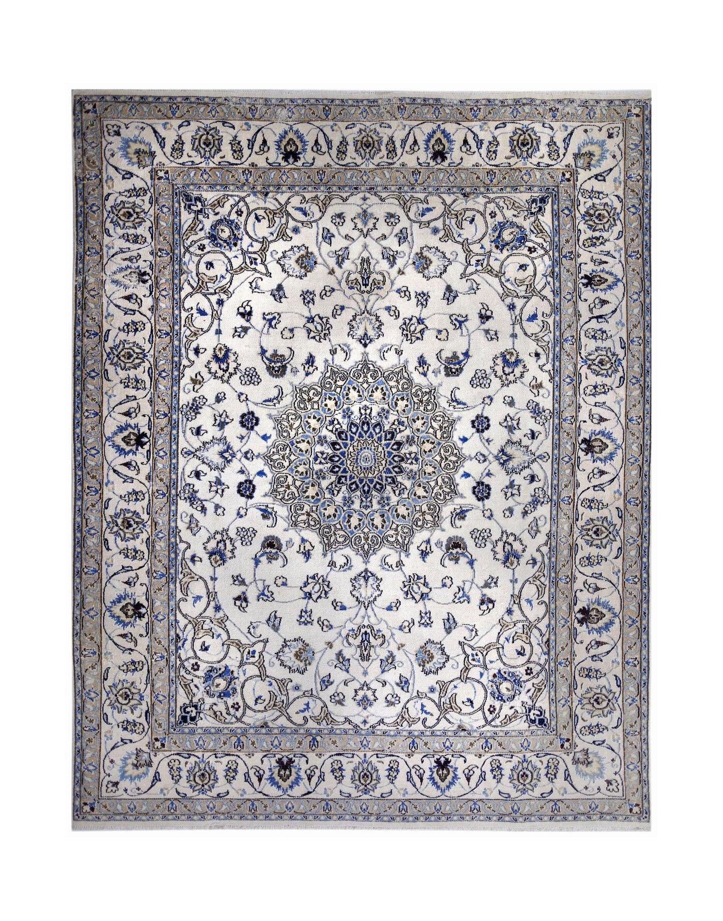 Handmade Vintage Persian Nain Rug | 252 x 191 cm | 8'3" x 6'3" - Najaf Rugs & Textile