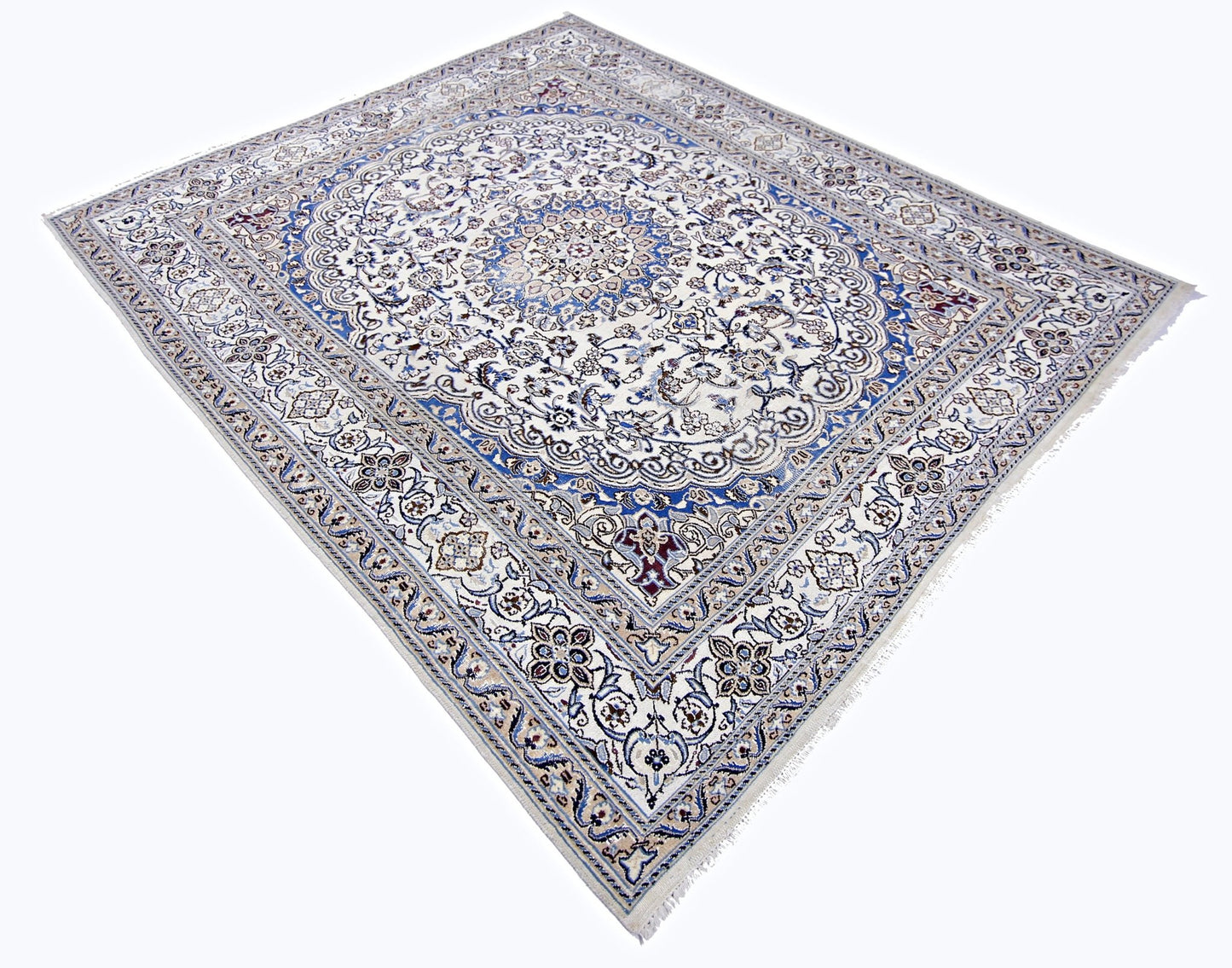 Handmade Vintage Persian Nain Rug | 253 x 202 cm | 8'3" x 6'7" - Najaf Rugs & Textile