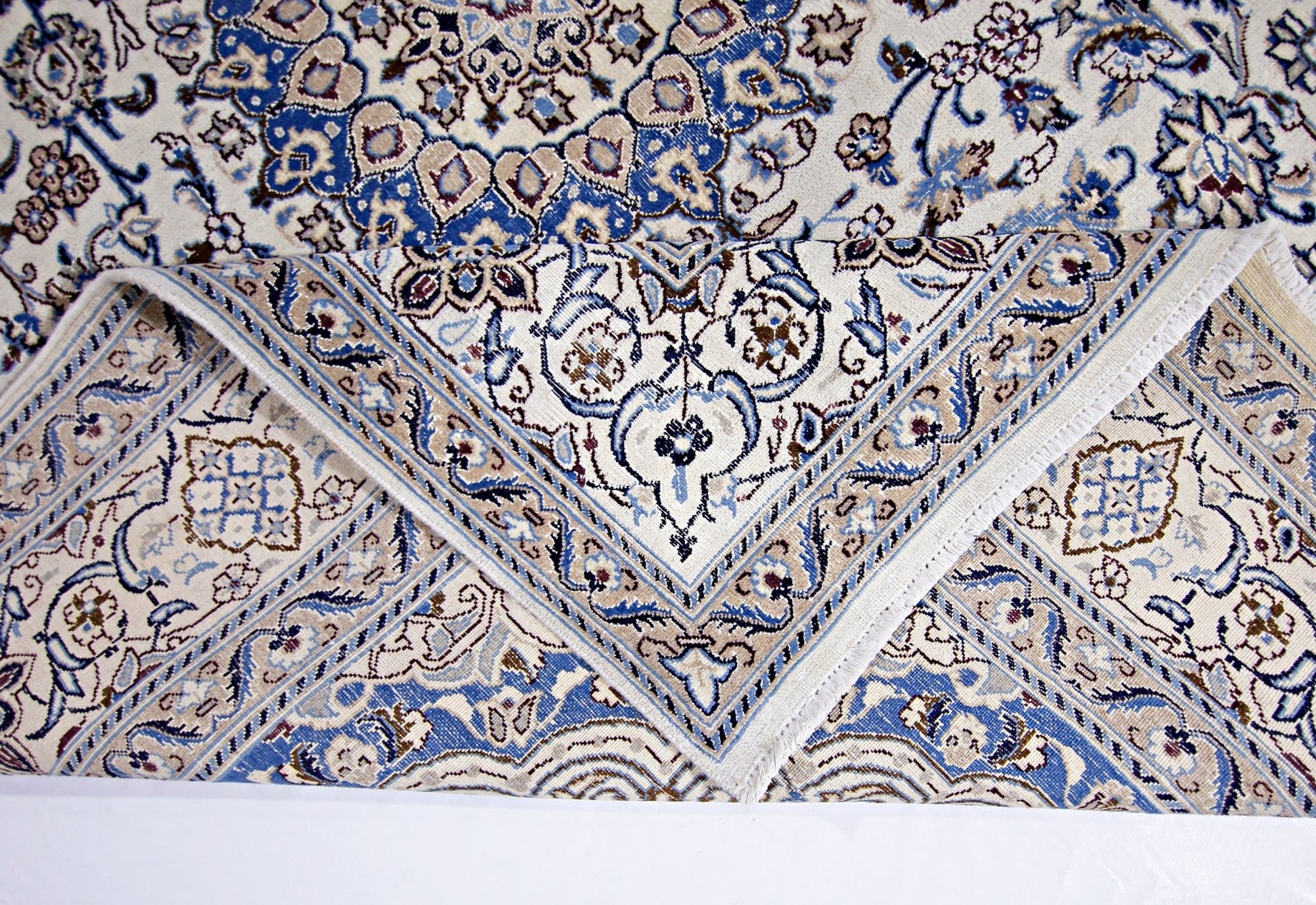Handmade Vintage Persian Nain Rug | 253 x 202 cm | 8'3" x 6'7" - Najaf Rugs & Textile