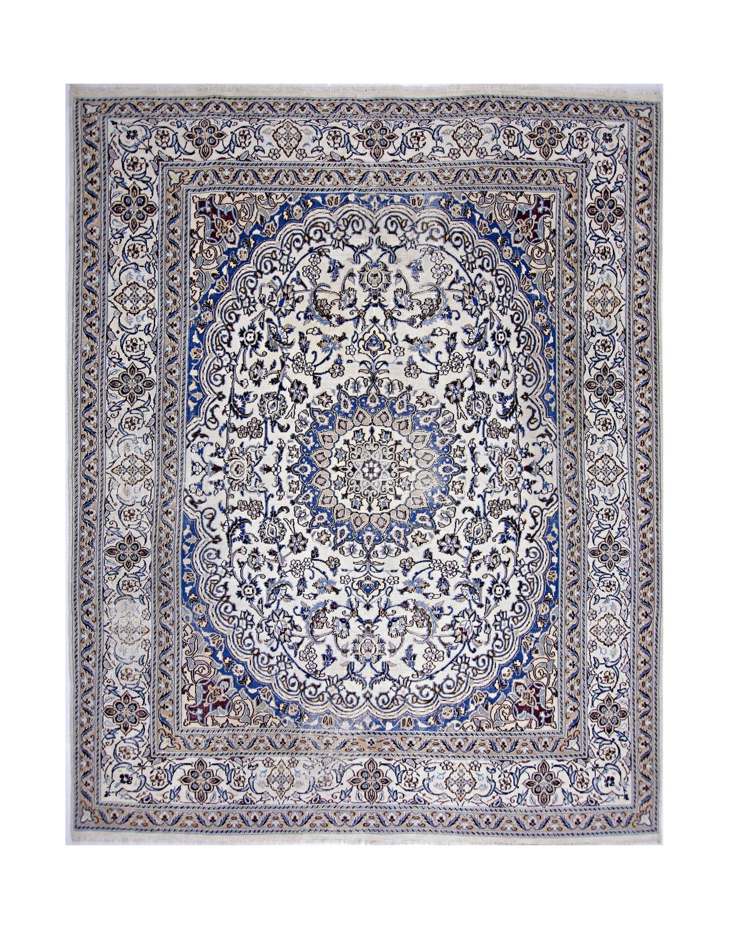 Handmade Vintage Persian Nain Rug | 253 x 202 cm | 8'3" x 6'7" - Najaf Rugs & Textile