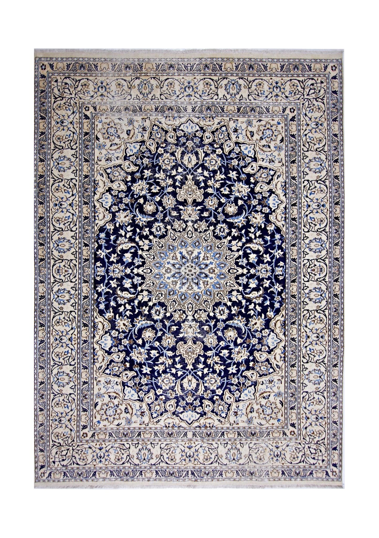 Handmade Vintage Persian Nain Rug | 272 x 198 cm | 8'11" x 6'6" - Najaf Rugs & Textile