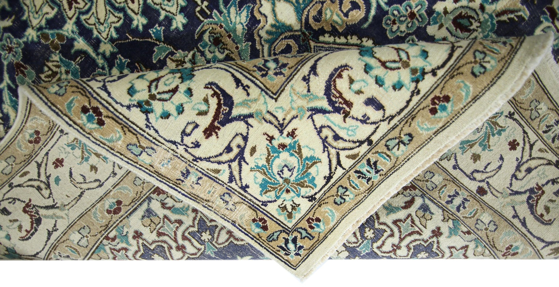 Handmade Vintage Persian Nain Rug | 276 x 191 cm | 9'1" x 6'3" - Najaf Rugs & Textile