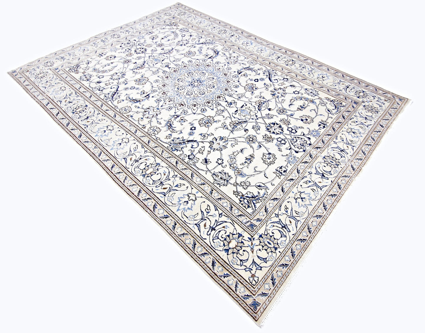 Handmade Vintage Persian Nain Rug | 289 x 197 cm | 9'6" x 6'5" - Najaf Rugs & Textile