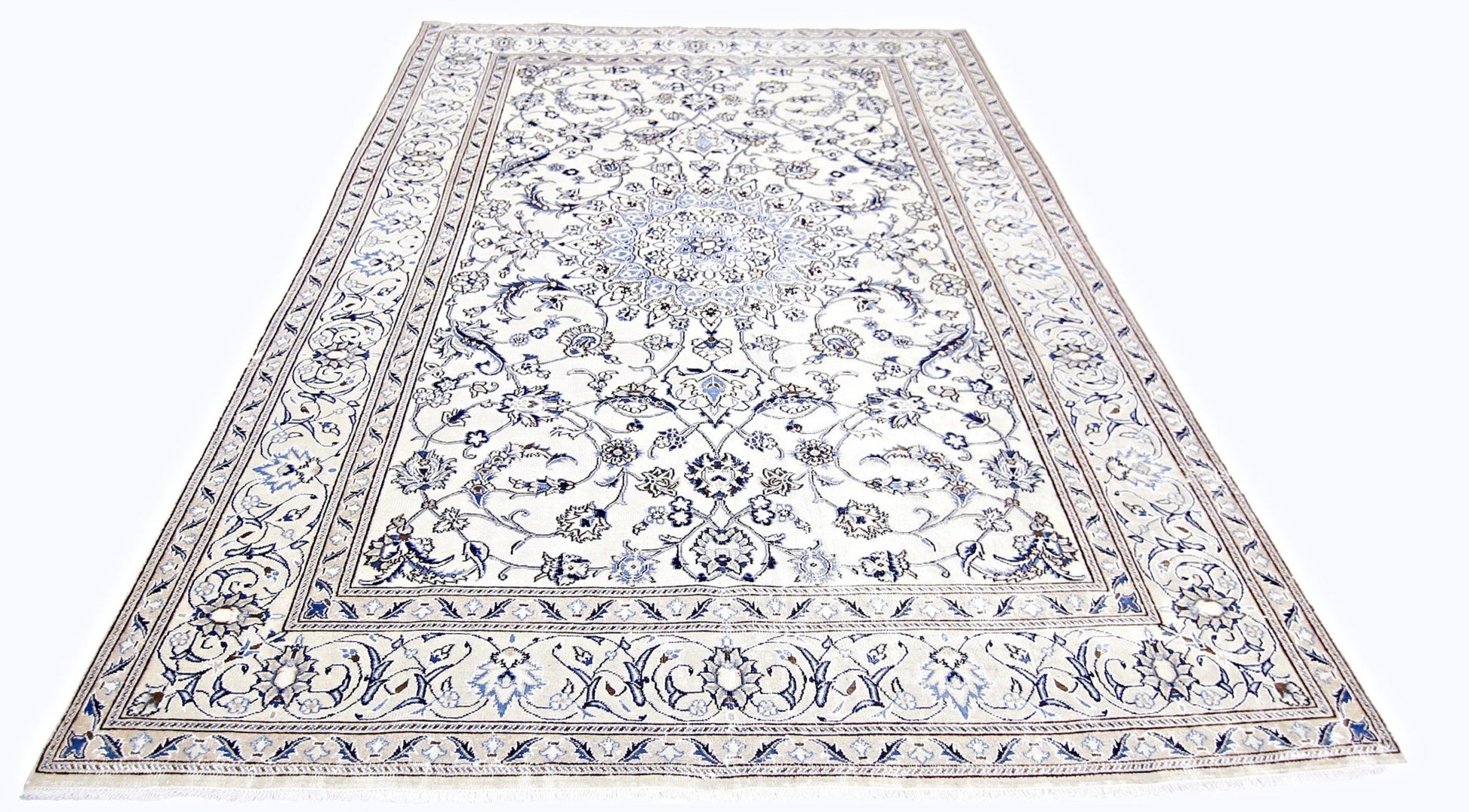 Handmade Vintage Persian Nain Rug | 289 x 197 cm | 9'6" x 6'5" - Najaf Rugs & Textile