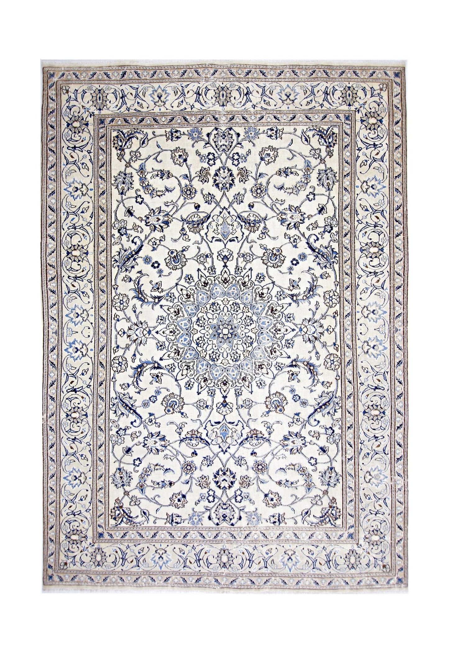 Handmade Vintage Persian Nain Rug | 289 x 197 cm | 9'6" x 6'5" - Najaf Rugs & Textile