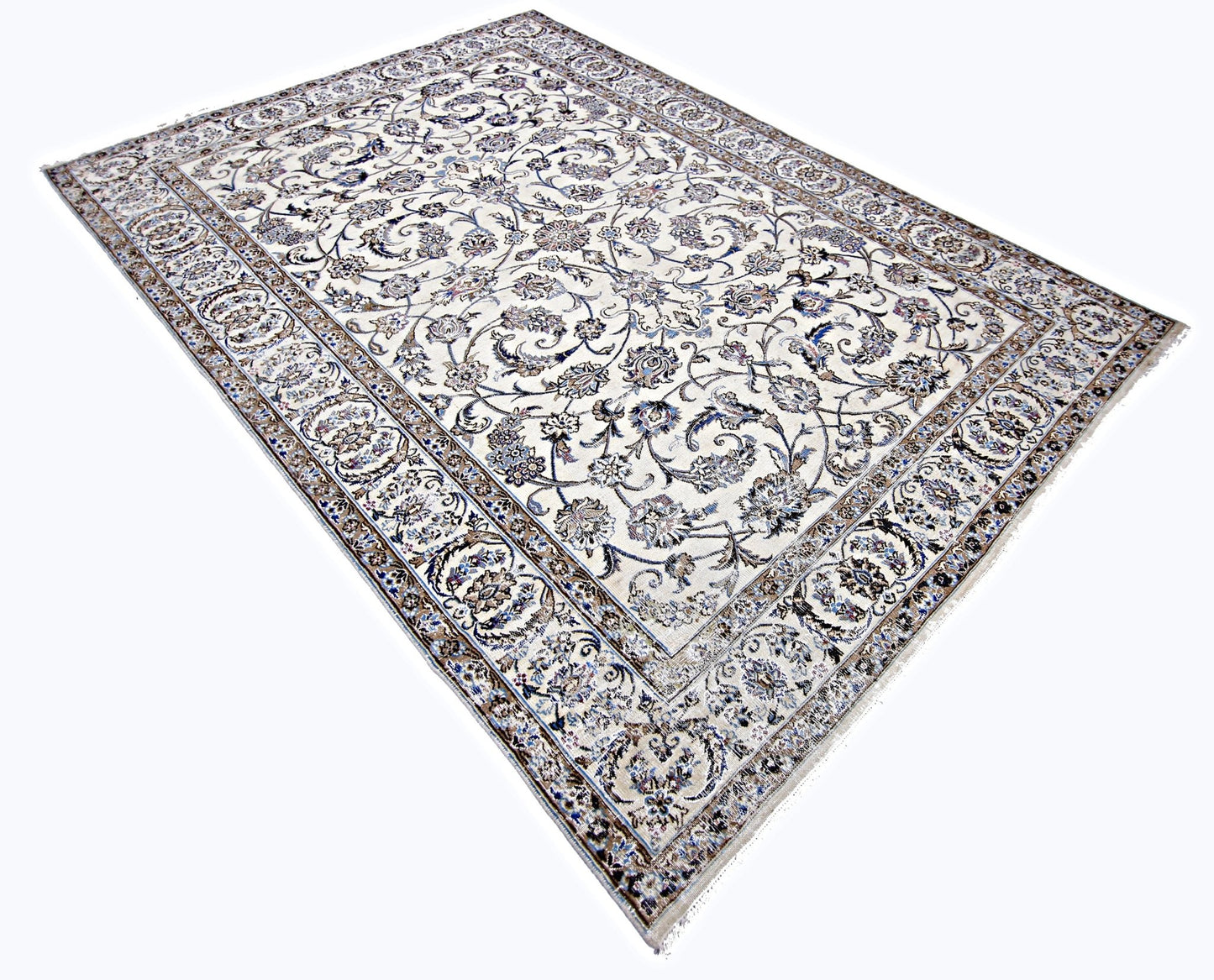 Handmade Vintage Persian Nain Rug | 290 x 191 cm | 9'6" x 6'3" - Najaf Rugs & Textile