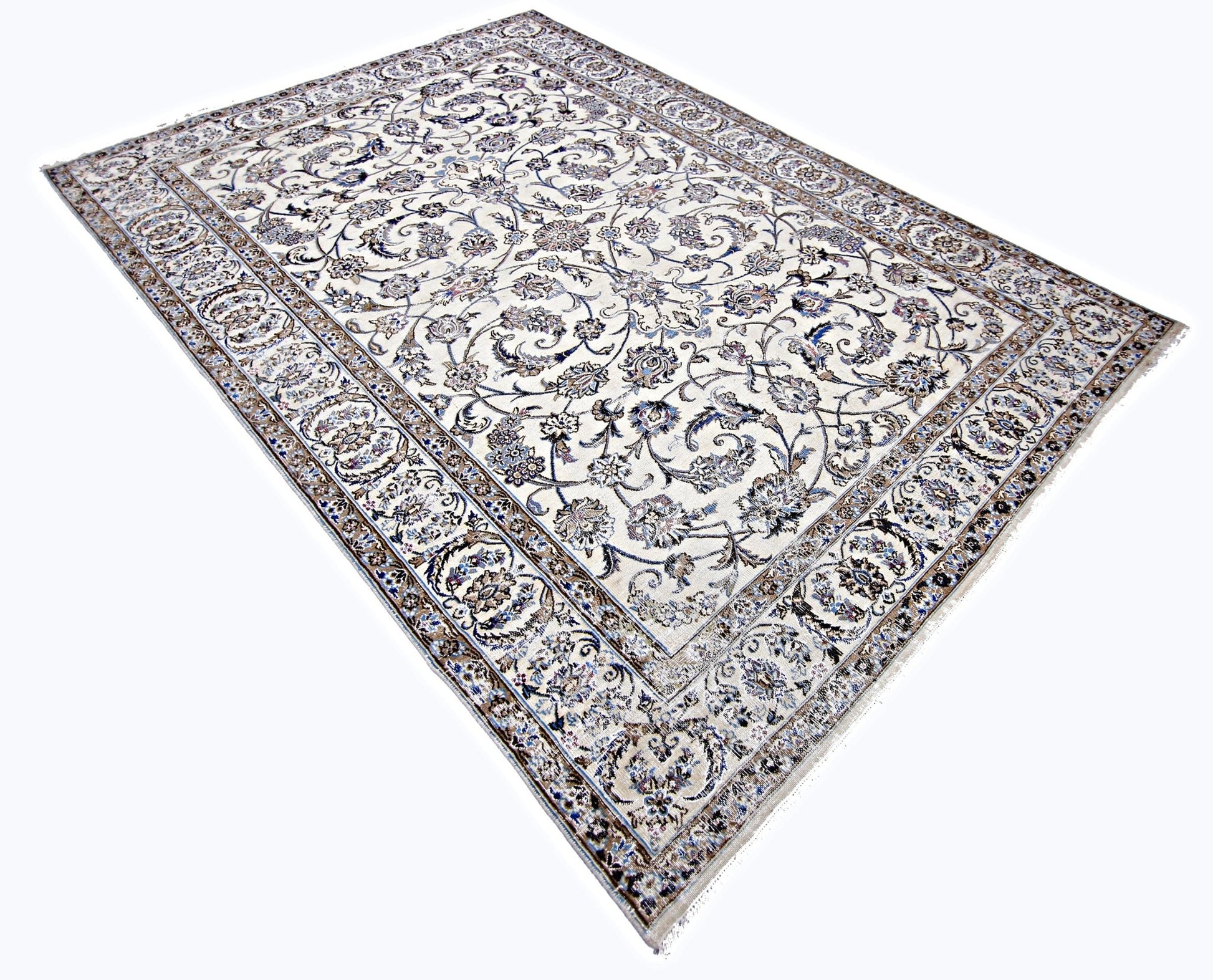 Handmade Vintage Persian Nain Rug | 290 x 191 cm | 9'6" x 6'3" - Najaf Rugs & Textile