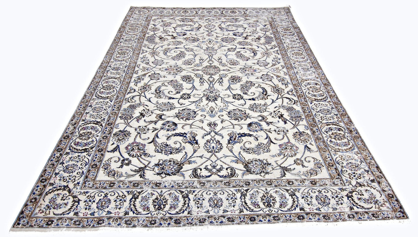 Handmade Vintage Persian Nain Rug | 290 x 191 cm | 9'6" x 6'3" - Najaf Rugs & Textile