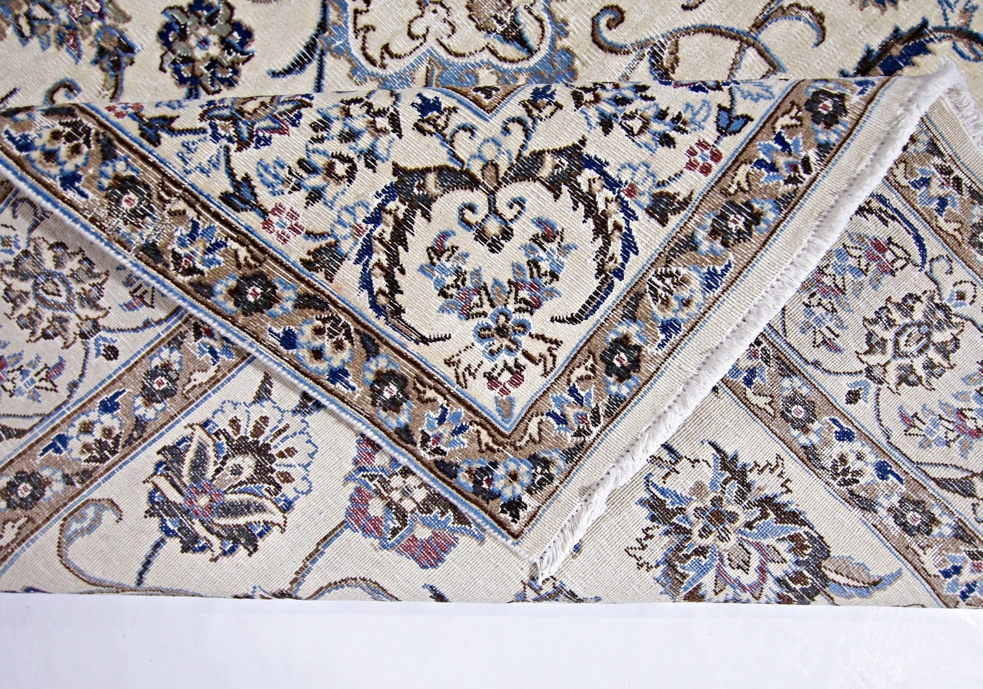 Handmade Vintage Persian Nain Rug | 290 x 191 cm | 9'6" x 6'3" - Najaf Rugs & Textile