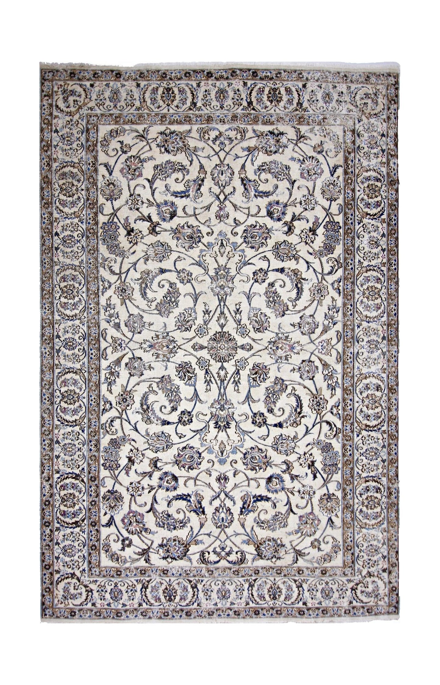 Handmade Vintage Persian Nain Rug | 290 x 191 cm | 9'6" x 6'3" - Najaf Rugs & Textile