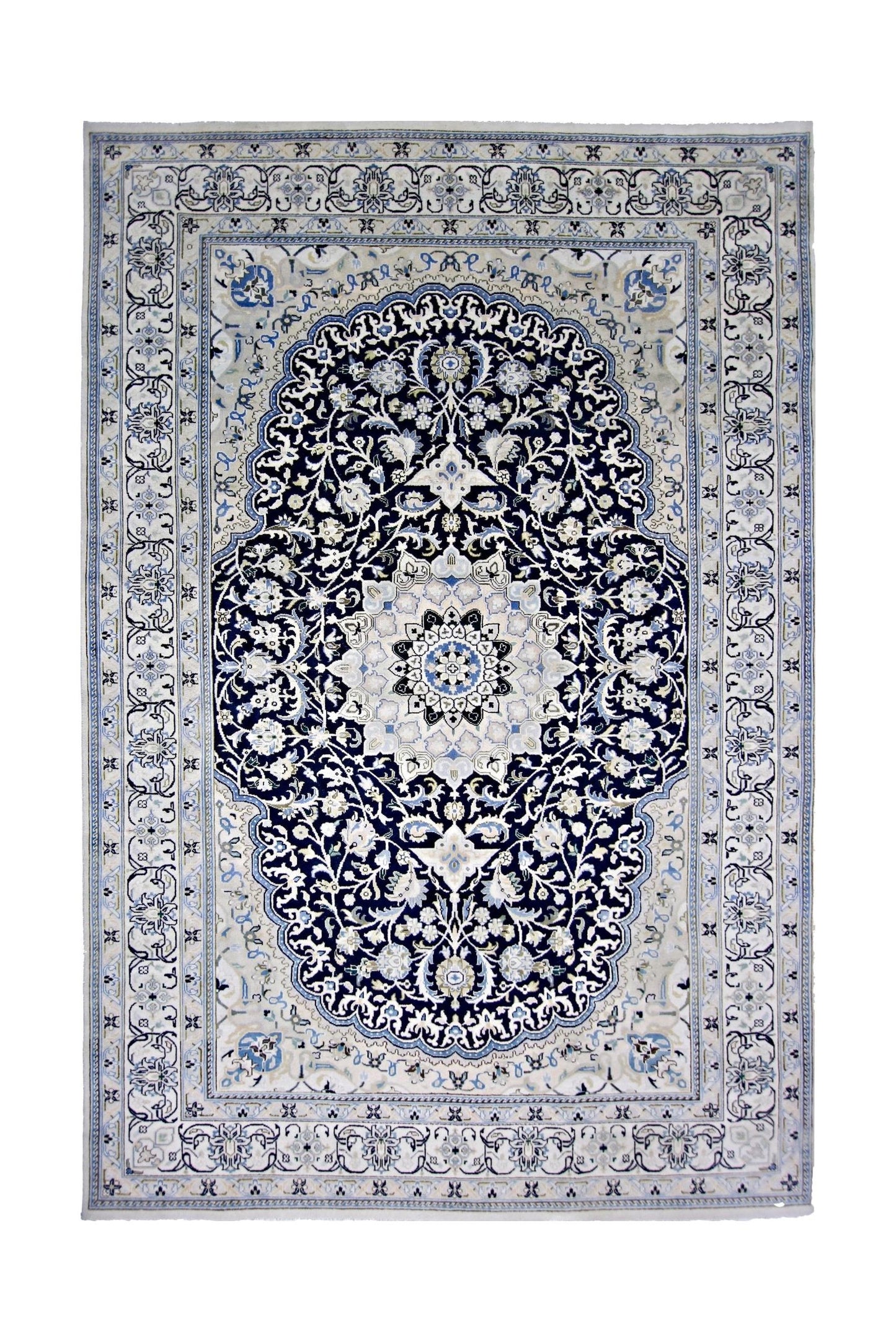 Handmade Vintage Persian Nain Rug | 299 x 198 cm | 9'10" x 6'6" - Najaf Rugs & Textile