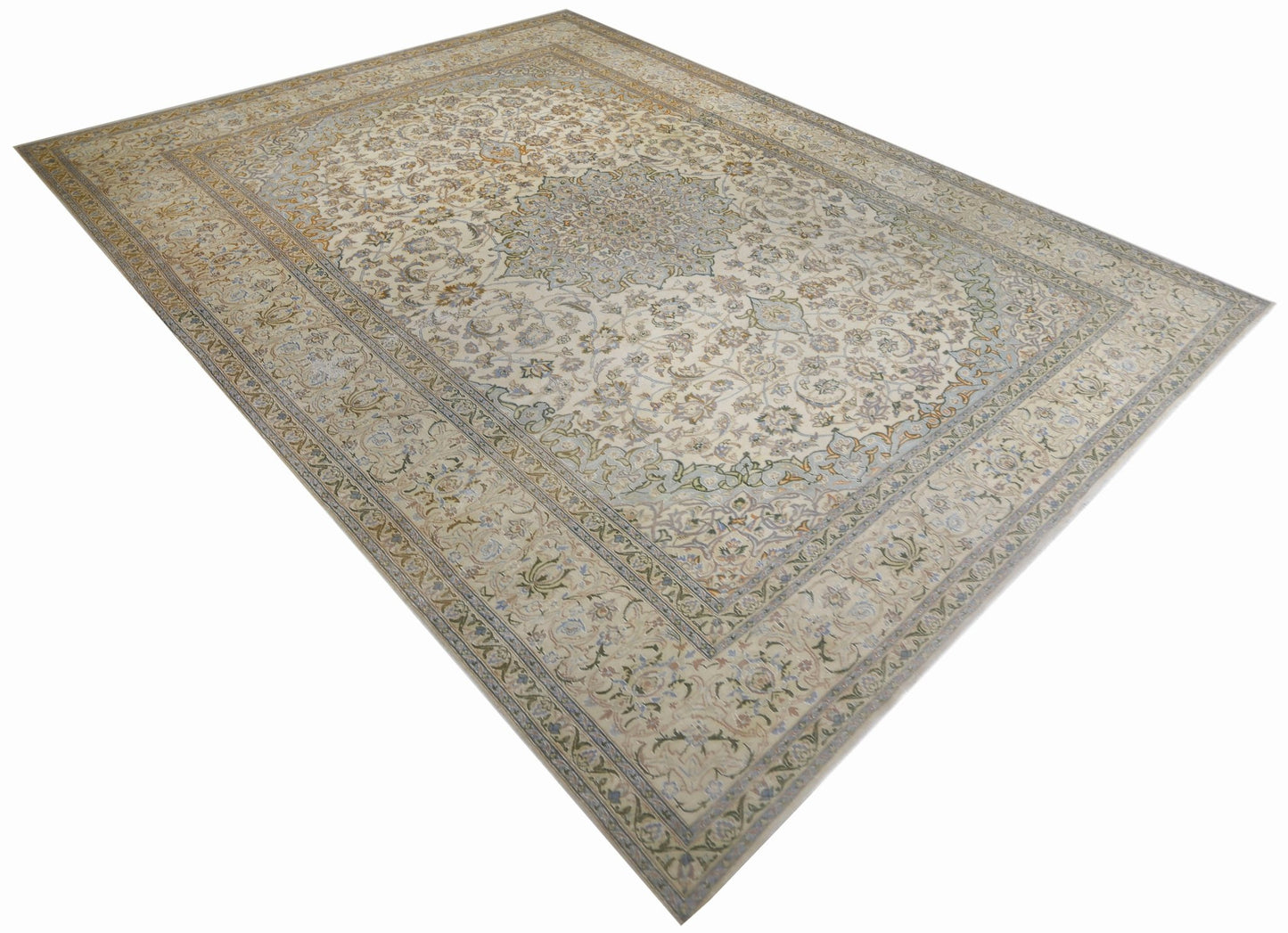 Handmade Vintage Persian Nain Rug | 392 x 259 cm | 12'10" x 8'6" - Najaf Rugs & Textile