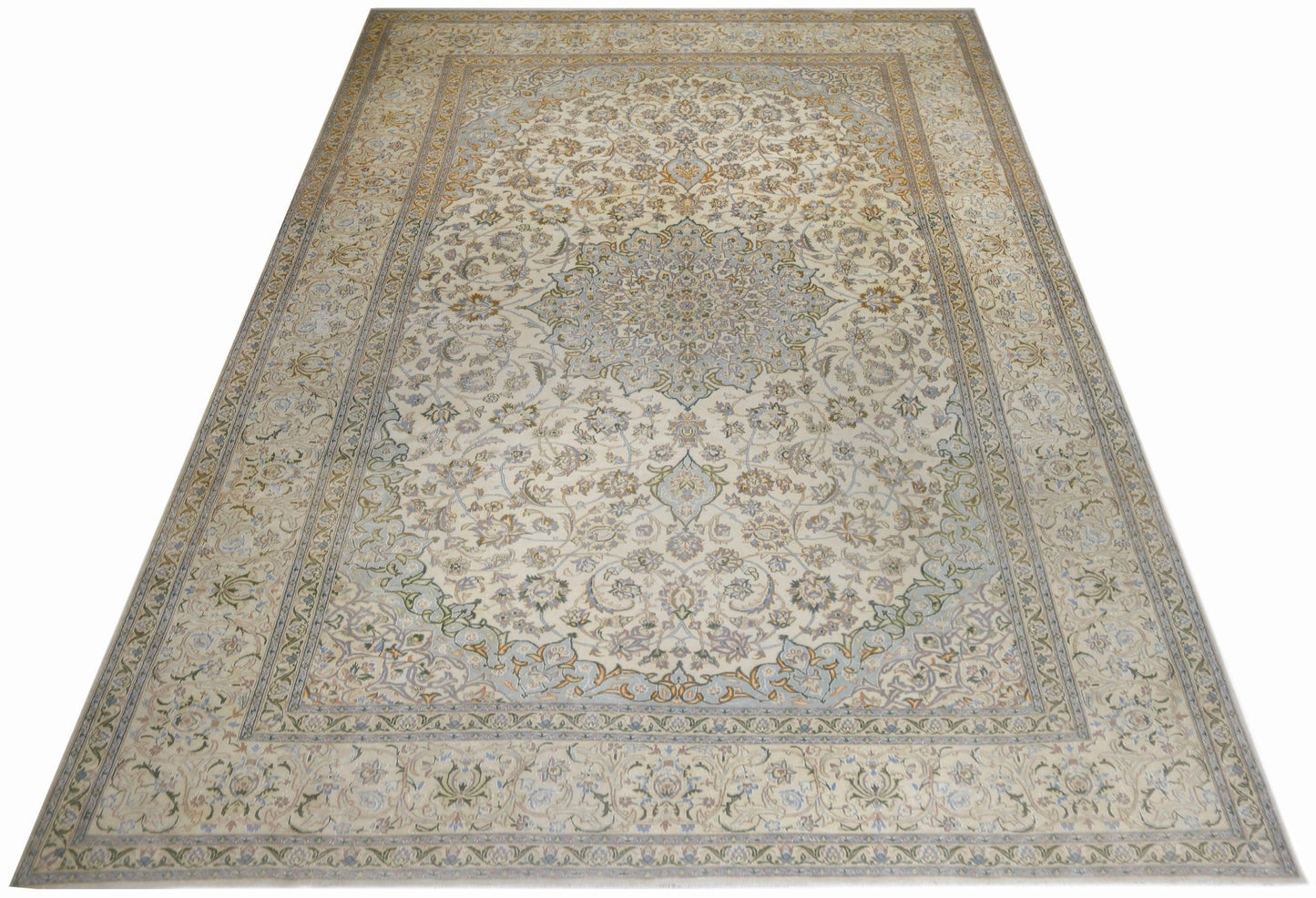 Handmade Vintage Persian Nain Rug | 392 x 259 cm | 12'10" x 8'6" - Najaf Rugs & Textile