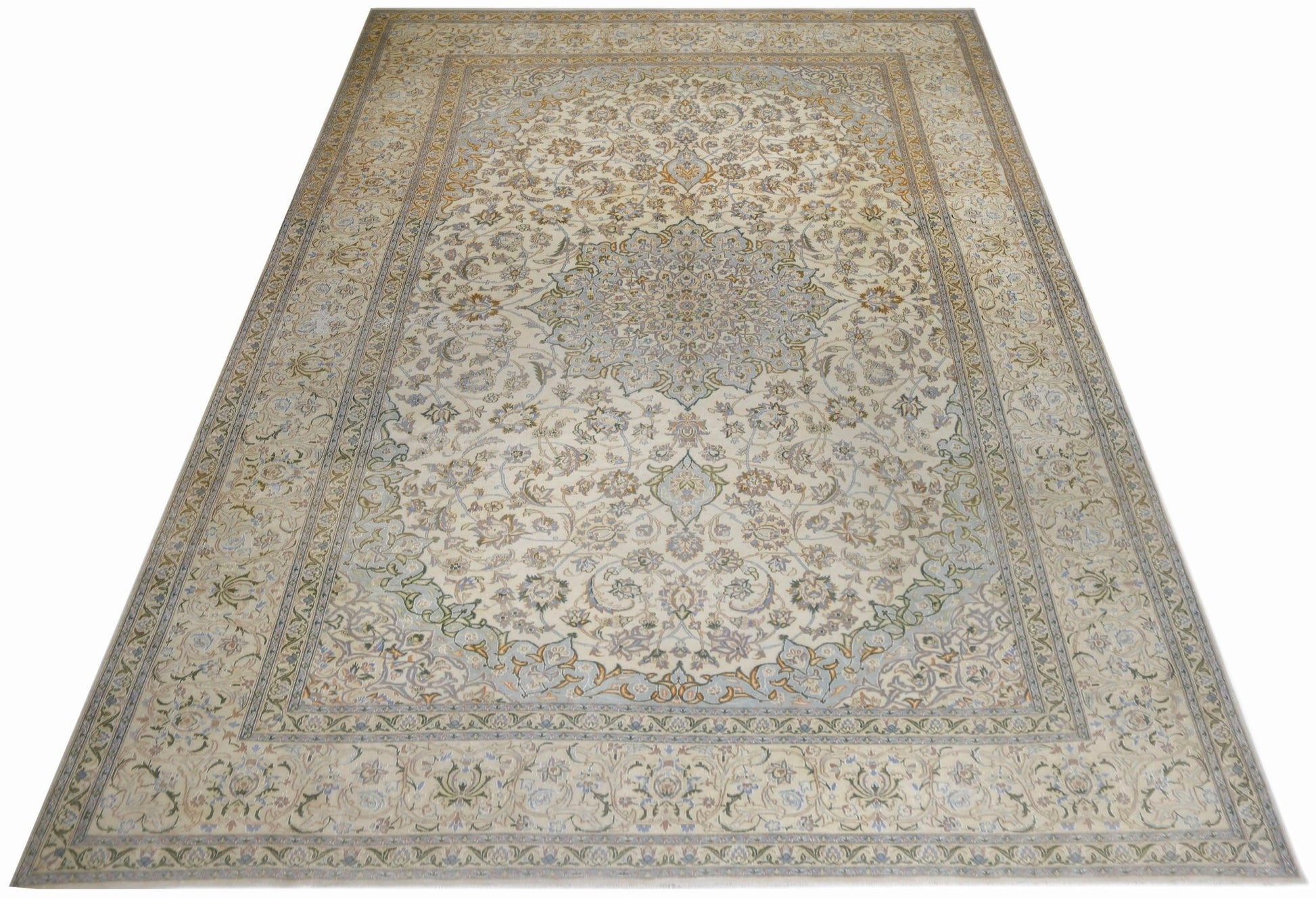 Handmade Vintage Persian Nain Rug | 392 x 259 cm | 12'10" x 8'6" - Najaf Rugs & Textile