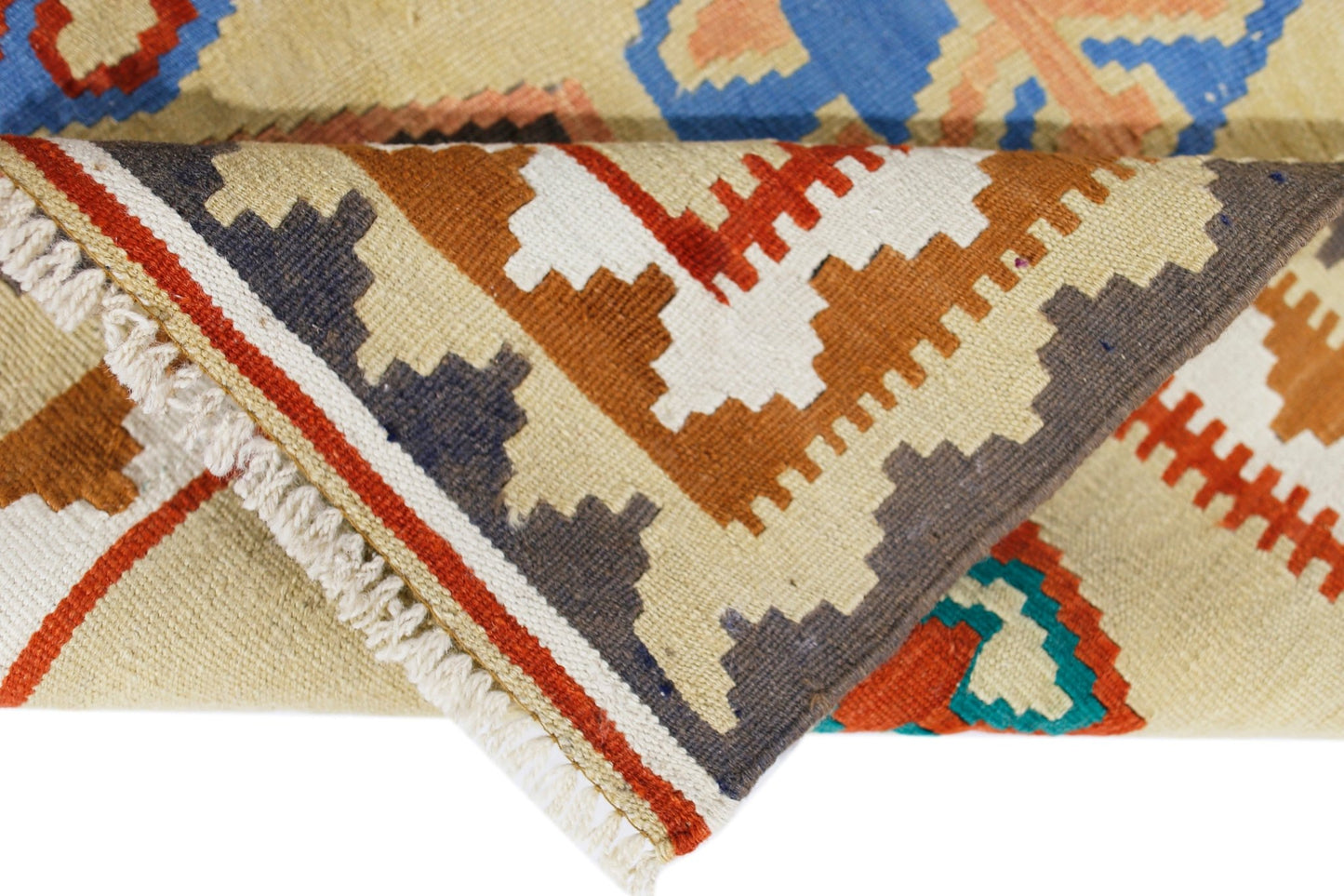 Handmade Vintage Persian Ghasghai Kilim | 149 x 111 cm | 4'11" x 3'8" - Najaf Rugs & Textile