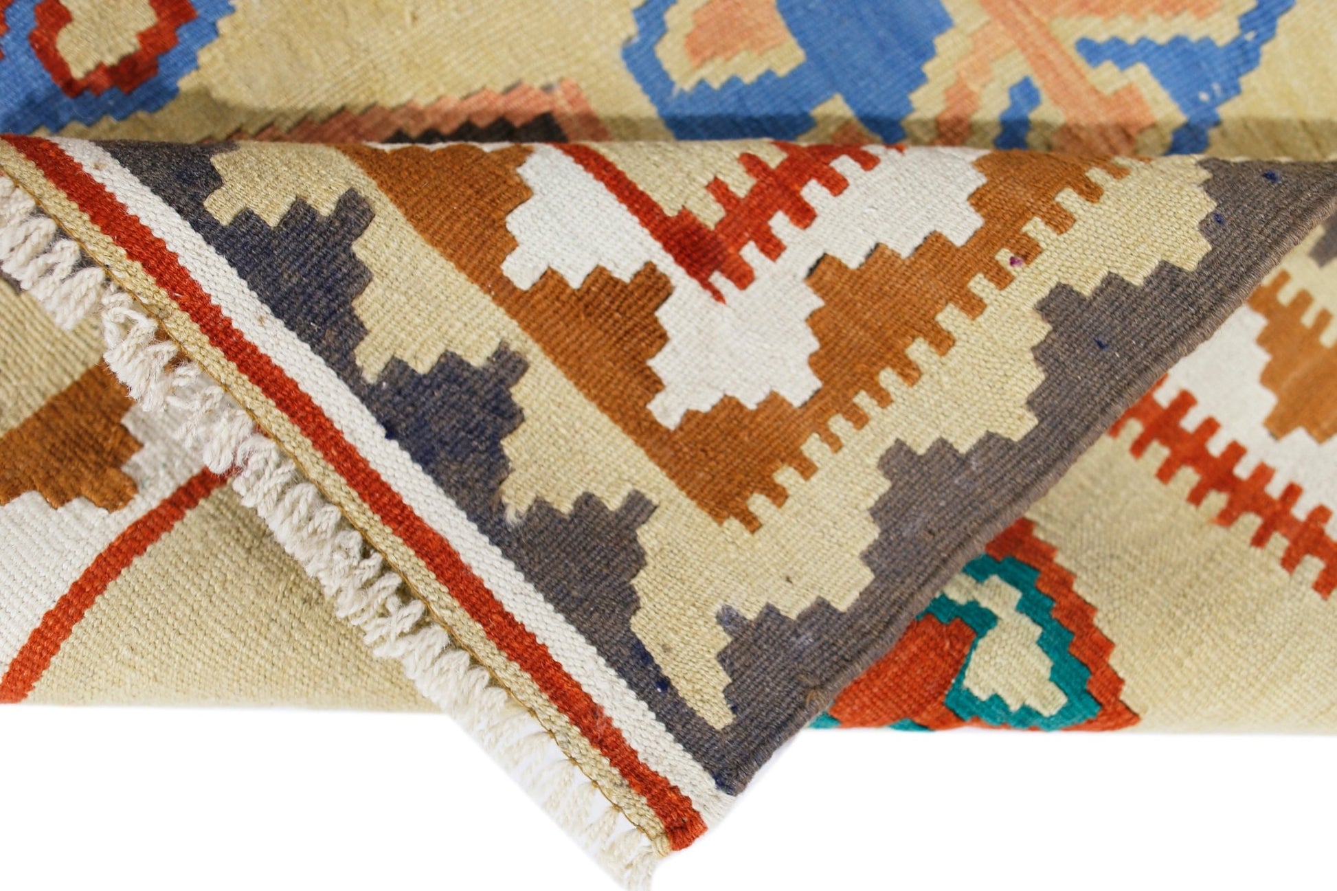 Handmade Vintage Persian Ghasghai Kilim | 149 x 111 cm | 4'11" x 3'8" - Najaf Rugs & Textile