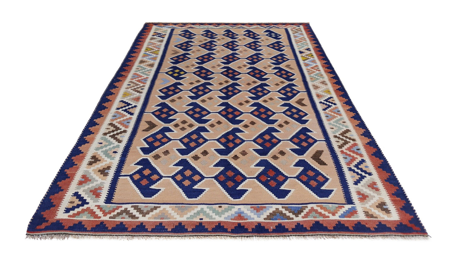 Handmade Vintage Persian Ghasghai Kilim | 152 x 106 cm | 5' x 3'6" - Najaf Rugs & Textile