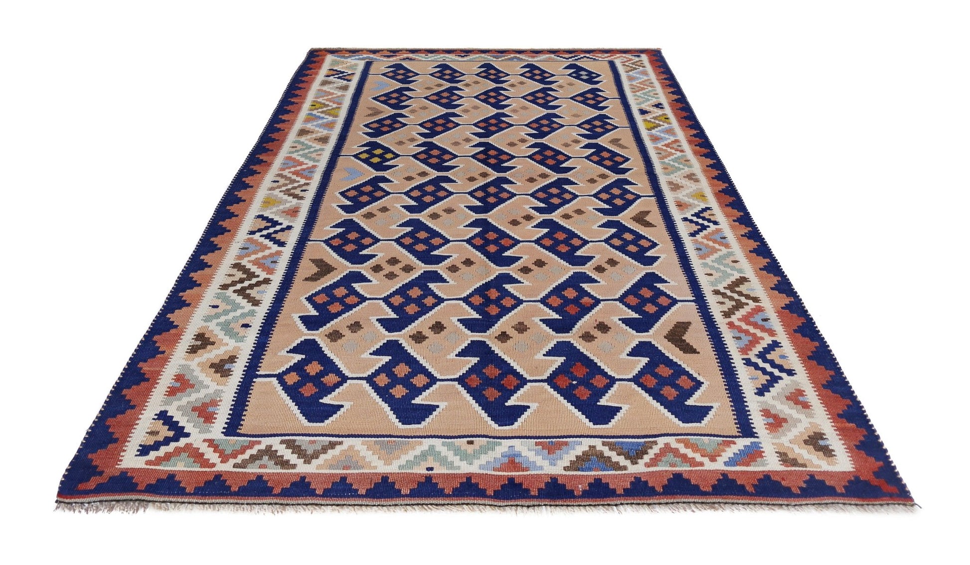 Handmade Vintage Persian Ghasghai Kilim | 152 x 106 cm | 5' x 3'6" - Najaf Rugs & Textile