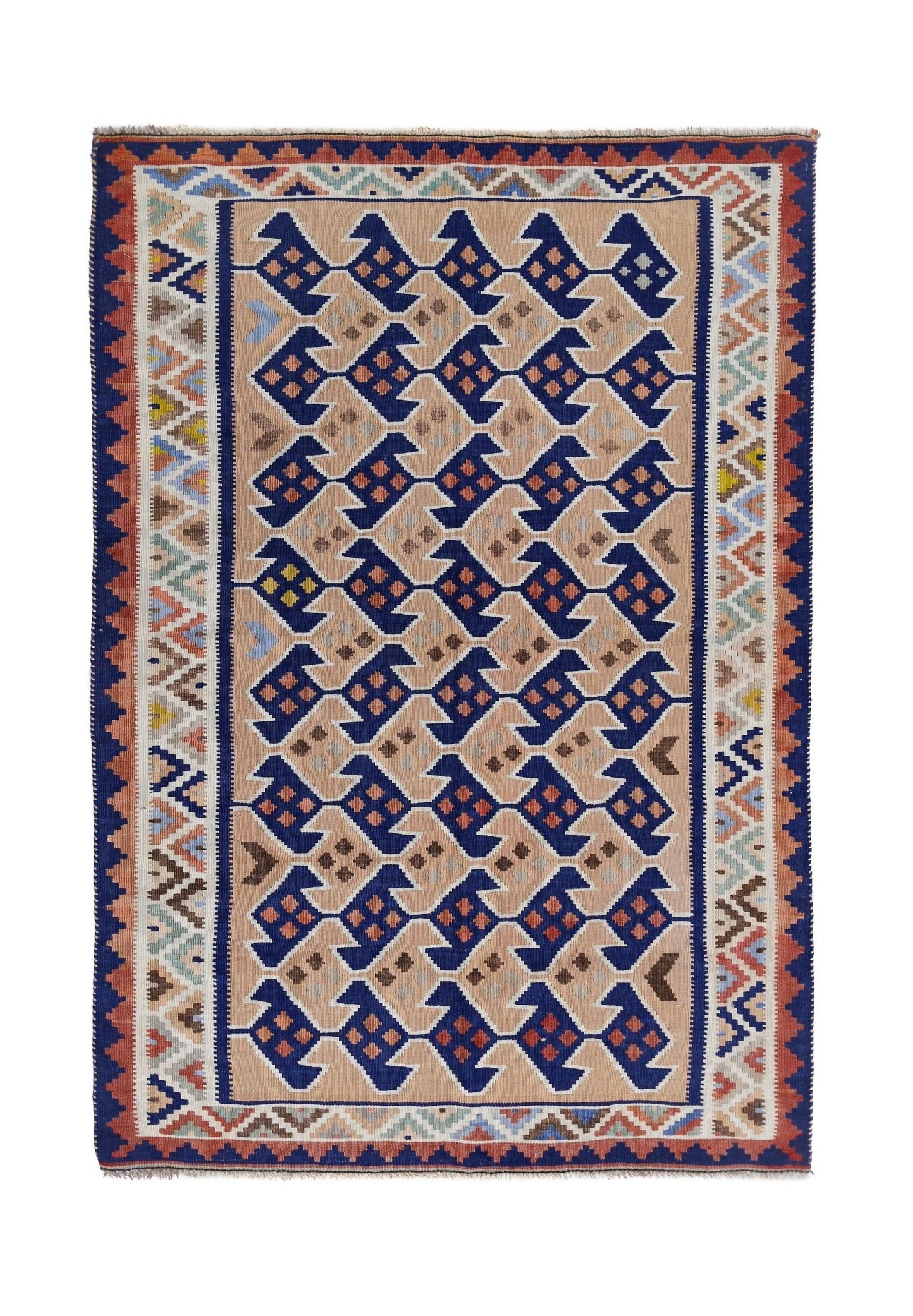 Handmade Vintage Persian Ghasghai Kilim | 152 x 106 cm | 5' x 3'6" - Najaf Rugs & Textile