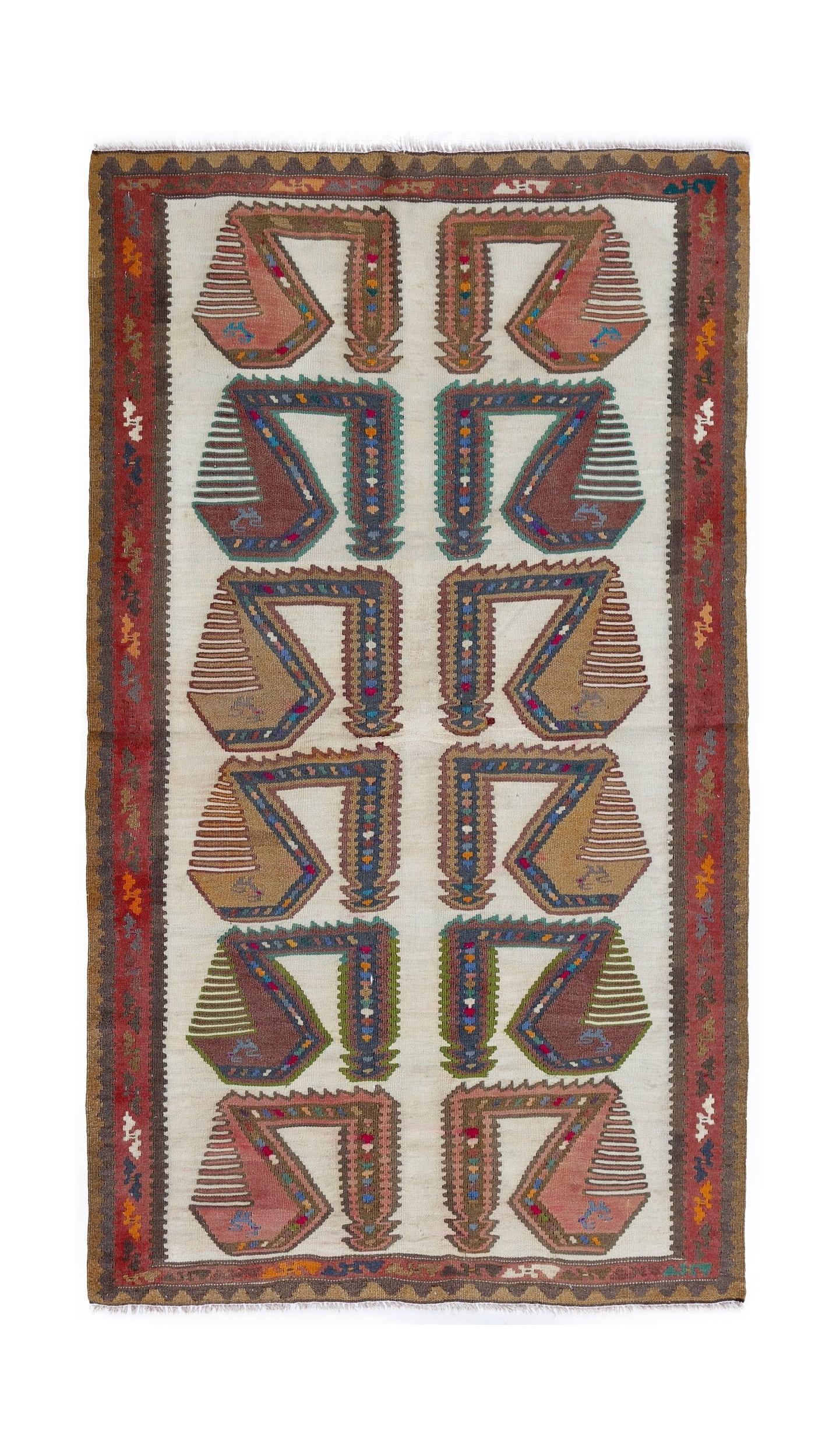 Handmade Vintage Persian Ghasghai Kilim | 178 x 101 cm | 5'10" x 3'4" - Najaf Rugs & Textile