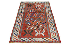 Handmade Vintage Persian Ghasghai Kilim | 186 x 133 cm | 6'1" x 4'4" - Najaf Rugs & Textile
