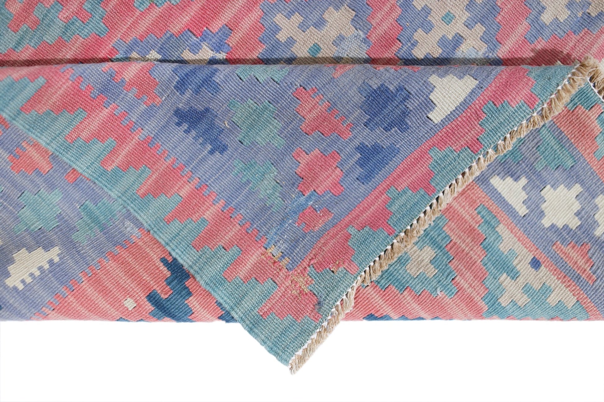 Handmade Vintage Persian Ghasghai Kilim | 218 x 164 cm | 7'2" x 5'5" - Najaf Rugs & Textile