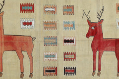 Handmade Vintage Persian Deer Kilim | 260 x 150 cm | 8'6" x 4'11" - Najaf Rugs & Textile