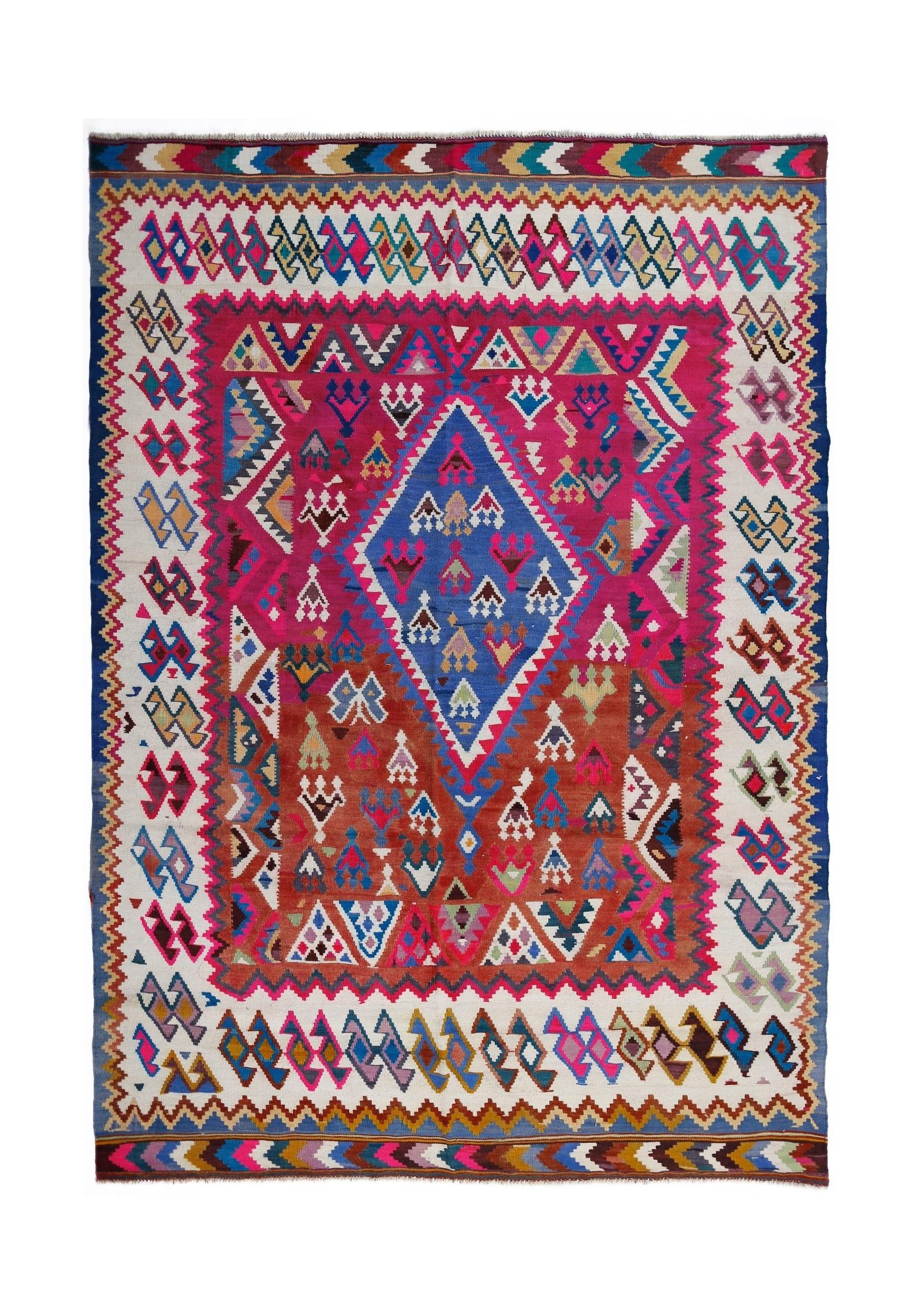 Handmade Vintage Persian Kilim | 264 x 193 cm | 8'8" x 6'4" - Najaf Rugs & Textile