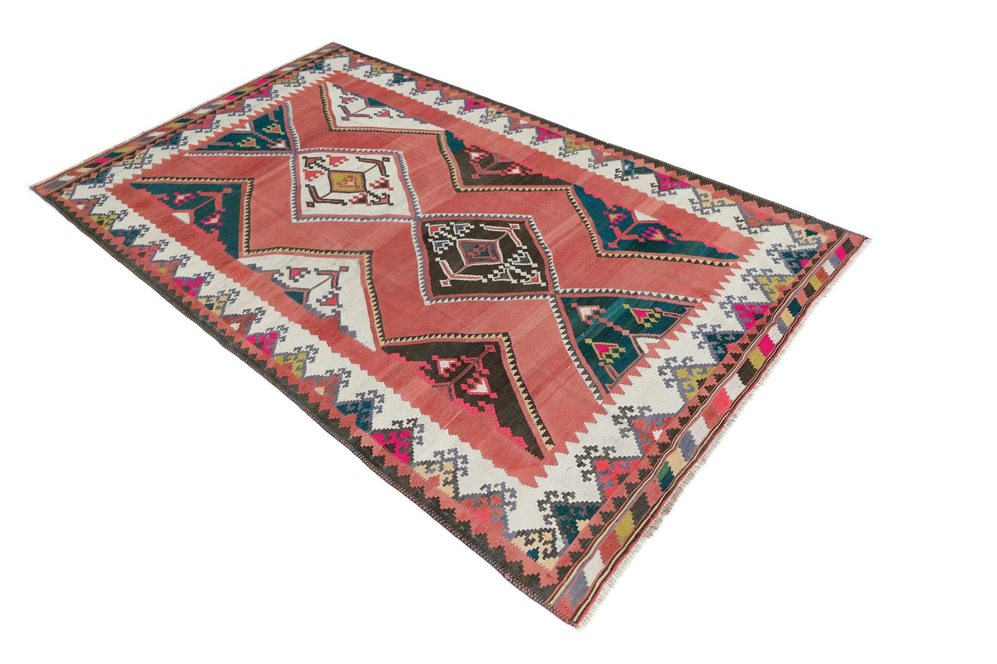 Handmade Vintage Persian Ghasghai Kilim | 265 x 154 cm | 8'8" x 5' - Najaf Rugs & Textile