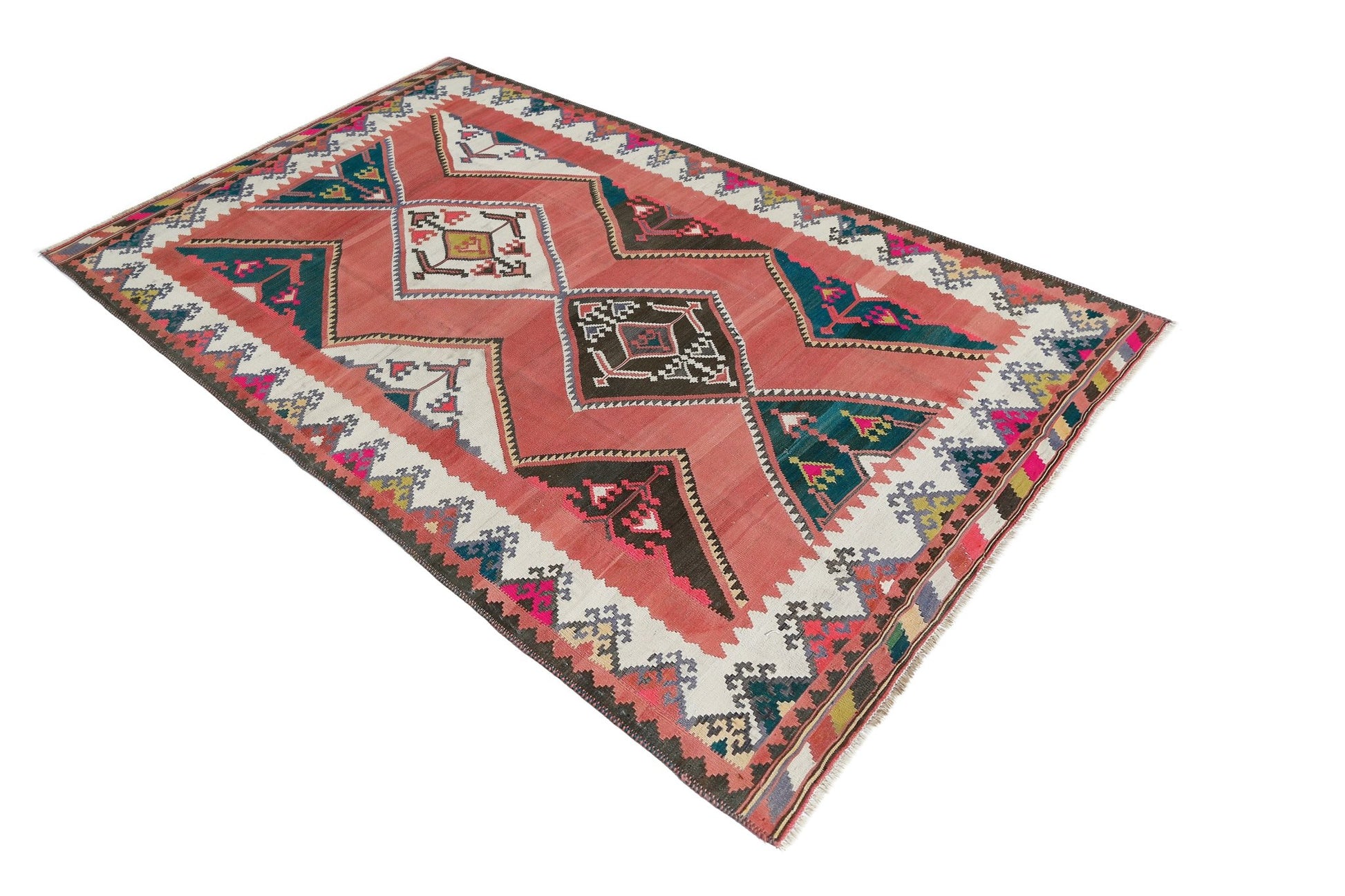 Handmade Vintage Persian Ghasghai Kilim | 265 x 154 cm | 8'8" x 5' - Najaf Rugs & Textile