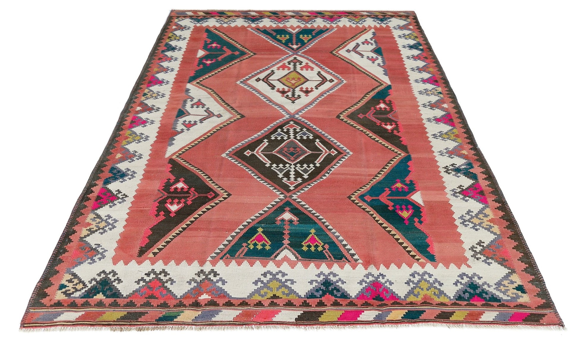Handmade Vintage Persian Ghasghai Kilim | 265 x 154 cm | 8'8" x 5' - Najaf Rugs & Textile