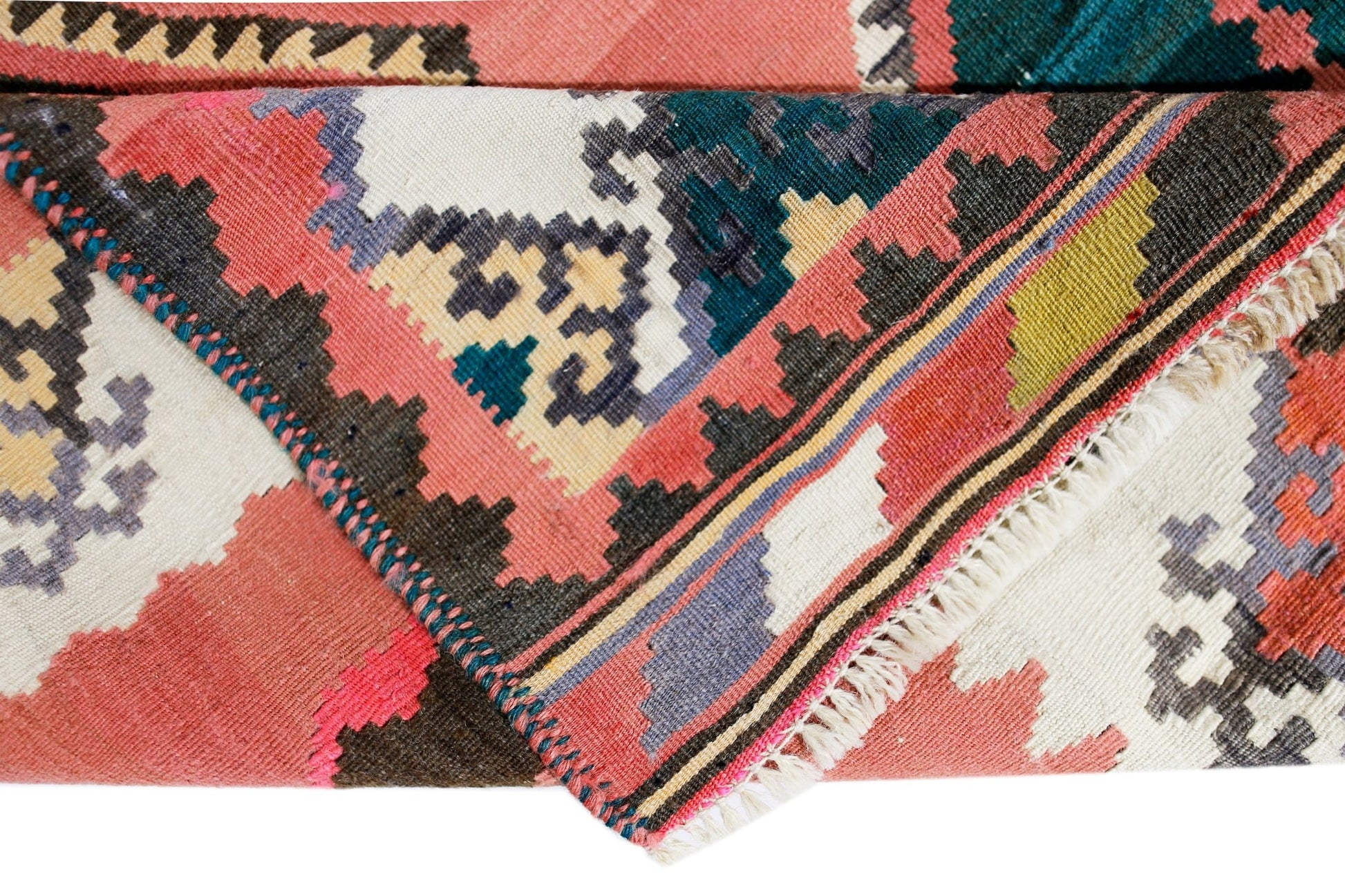 Handmade Vintage Persian Ghasghai Kilim | 265 x 154 cm | 8'8" x 5' - Najaf Rugs & Textile