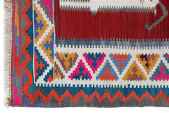 Handmade Vintage Persian Ghasghai Kilim | 276 x 143 cm | 9'1" x 4'8" - Najaf Rugs & Textile