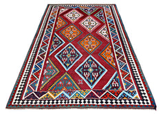 Handmade Vintage Persian Qashqai Kilim | 283 x 175 cm | 9'3" x 5'9" - Najaf Rugs & Textile