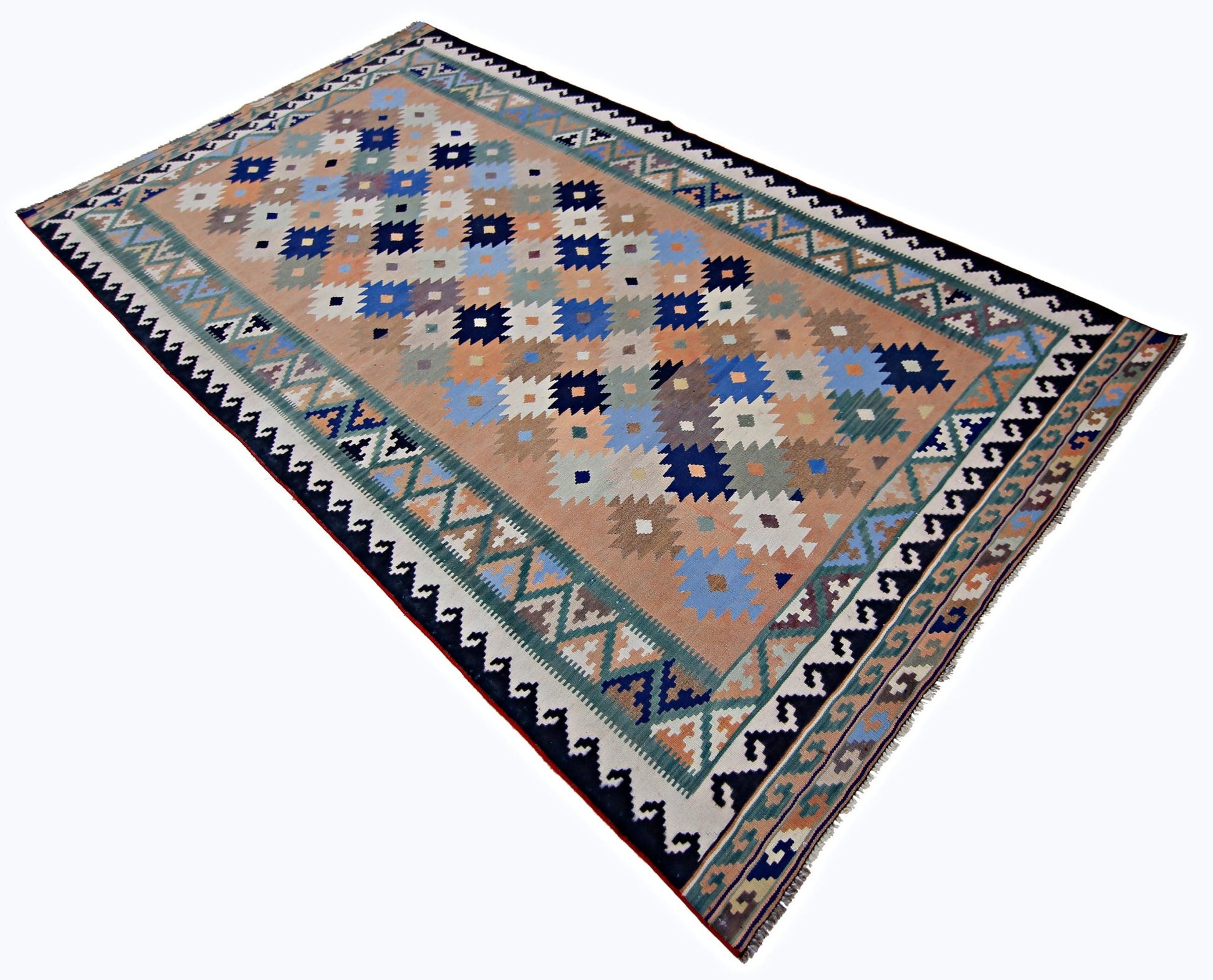 Handmade Vintage Persian Ghasghai Kilim | 289 x 158 cm | 9'6" x 5'2" - Najaf Rugs & Textile