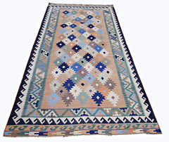 Handmade Vintage Persian Ghasghai Kilim | 289 x 158 cm | 9'6" x 5'2" - Najaf Rugs & Textile