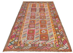 Handmade Vintage Persian Shiraz Kilim | 290 x 157 cm | 9'6" x 5'2" - Najaf Rugs & Textile
