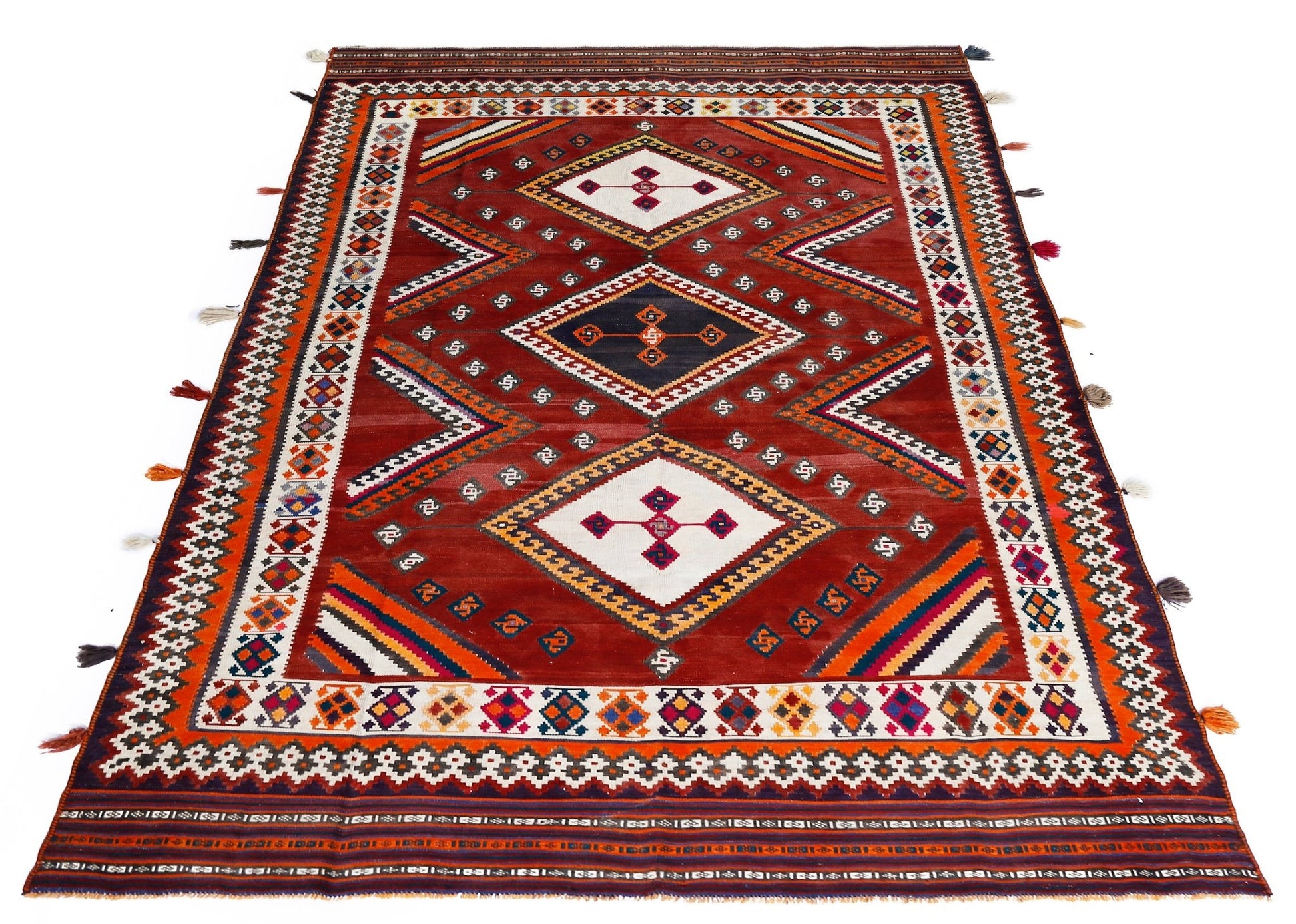 Handmade Vintage Persian Ghasghai Kilim | 291 x 169 cm | 9'7" x 5'7" - Najaf Rugs & Textile