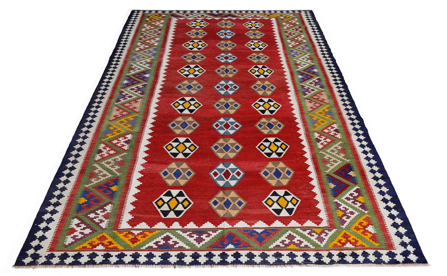 Handmade Vintage Persian Qashqai Kilim | 293 x 166 cm | 9'7" x 5'5" - Najaf Rugs & Textile
