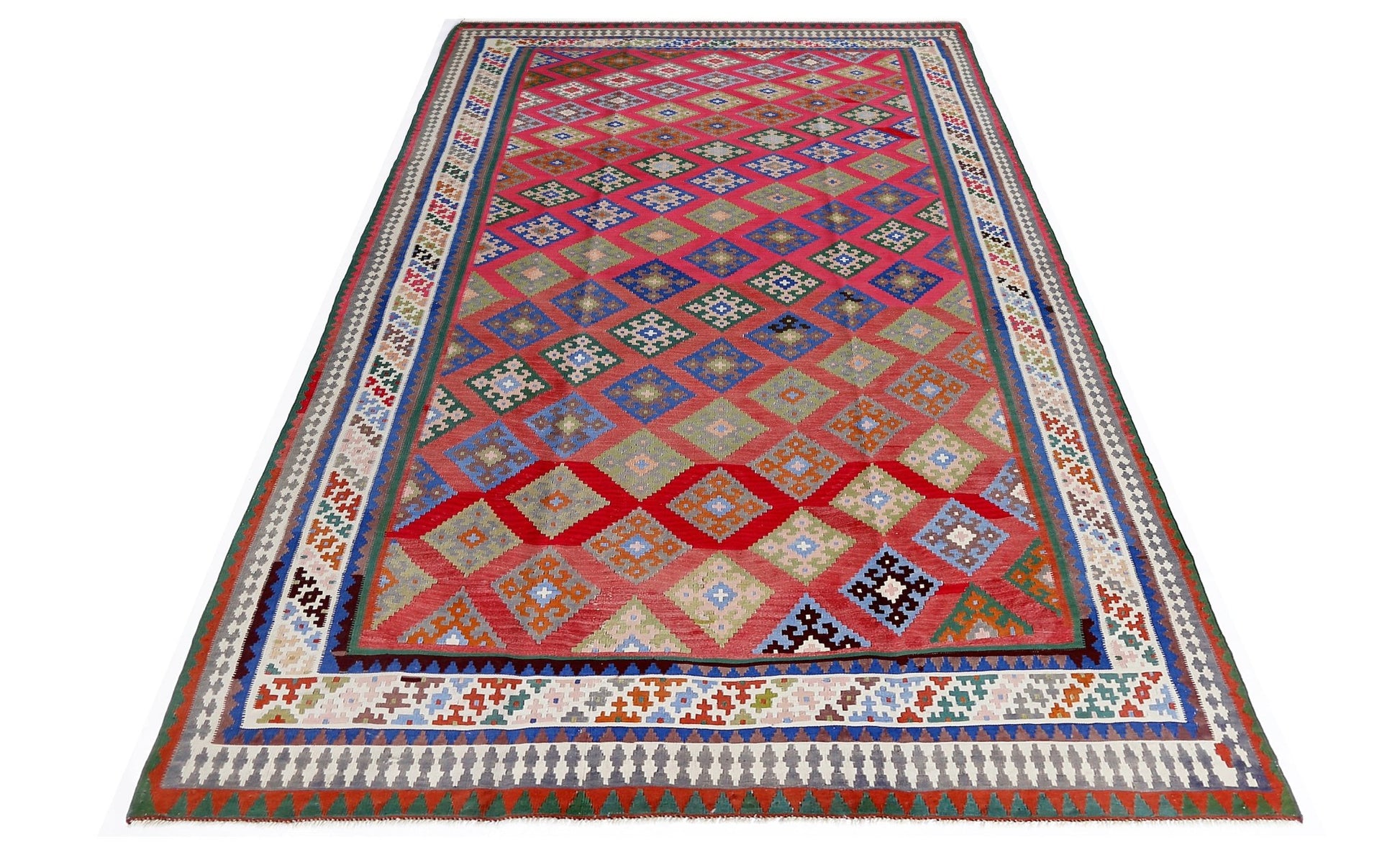 Handmade Vintage Persian Qashqai Kilim | 295 x 153 cm | 9'8" x 5' - Najaf Rugs & Textile
