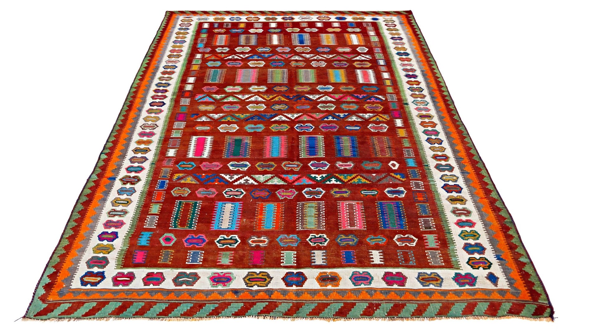 Handmade Vintage Persian Qashqai Kilim | 296 x 192 cm | 9'9" x 6'3" - Najaf Rugs & Textile