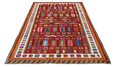 Handmade Vintage Persian Qashqai Kilim | 296 x 192 cm | 9'9" x 6'3" - Najaf Rugs & Textile